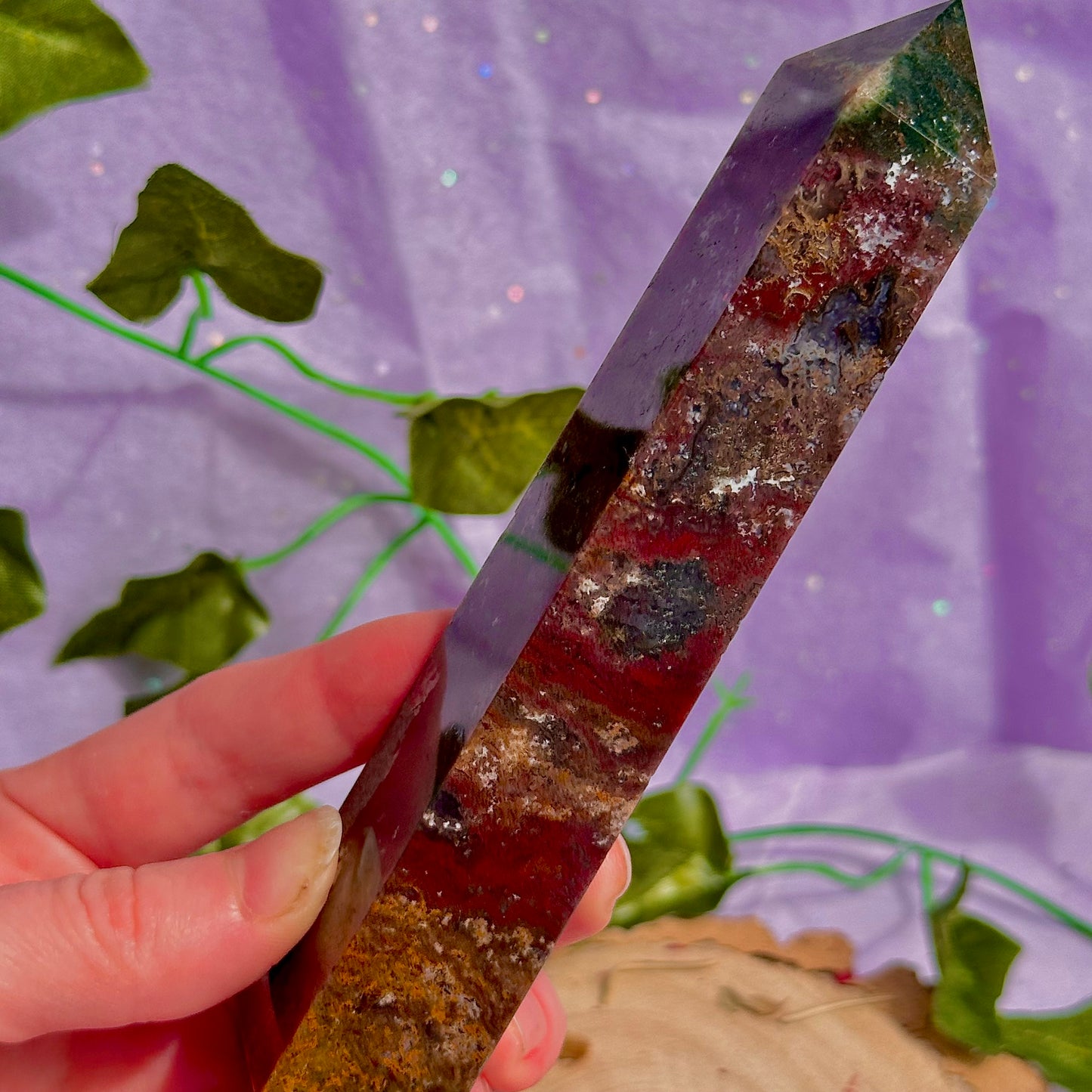 red moss agate tower
