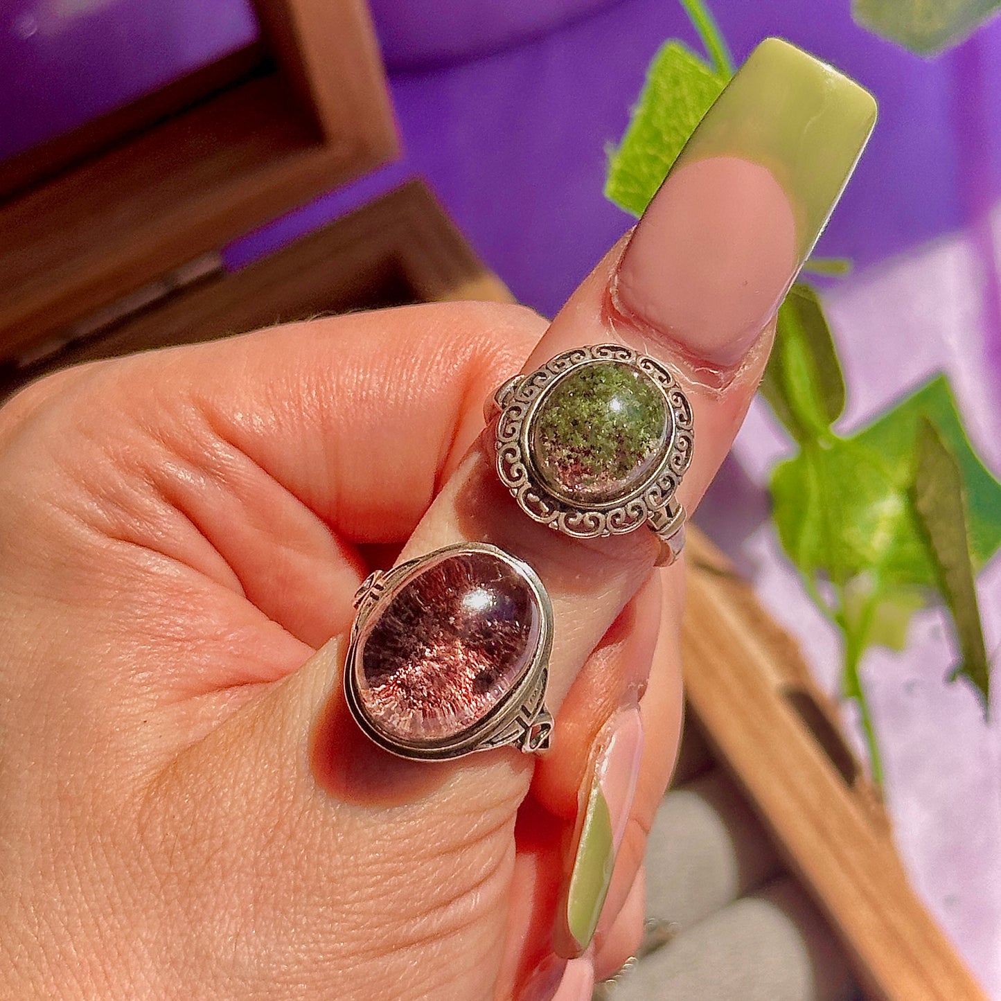 garden quartz 925 sterling silver adjustable ring