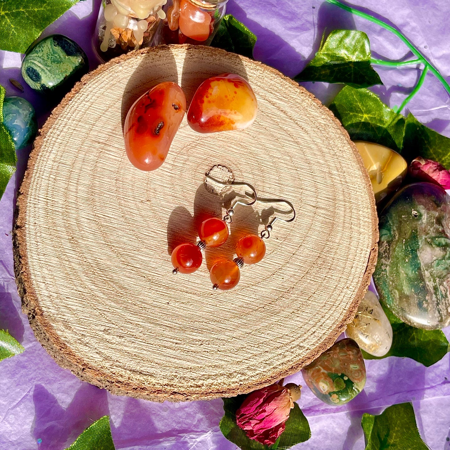 carnelian earrings on 925 hooks