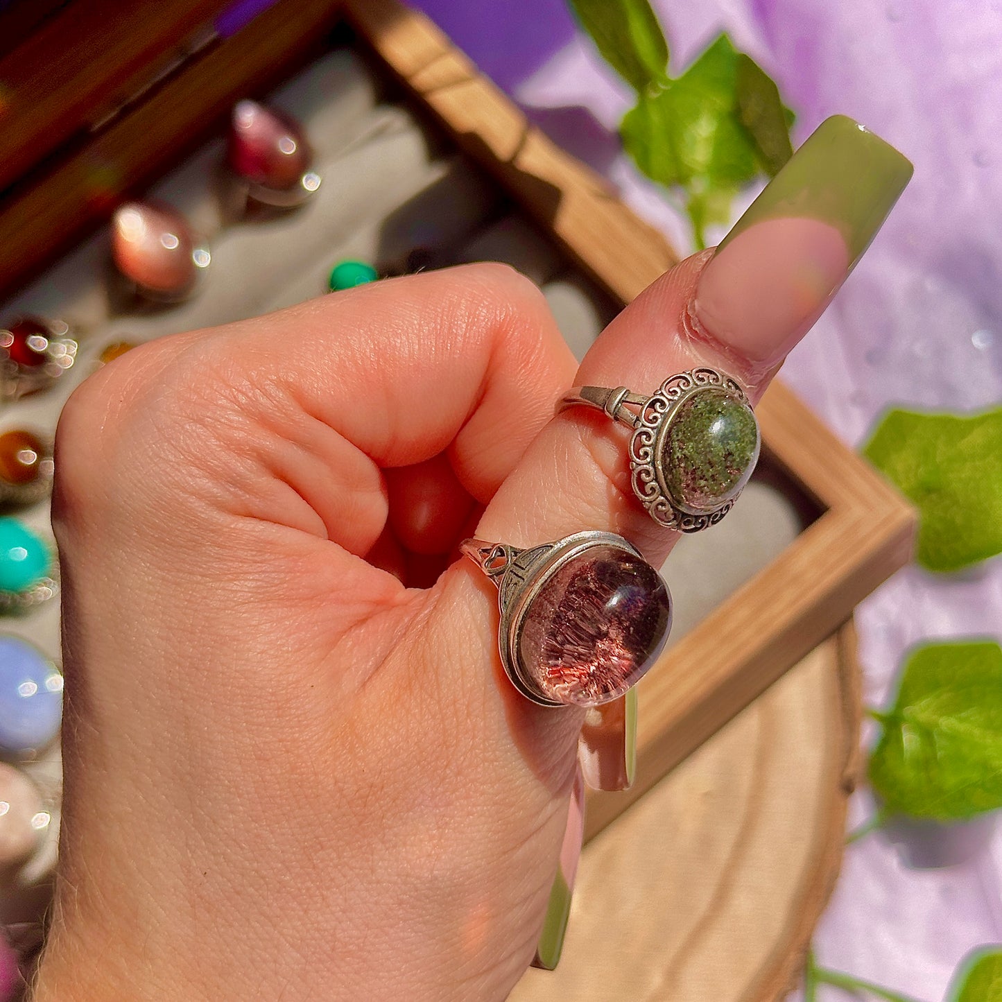 garden quartz 925 sterling silver adjustable ring