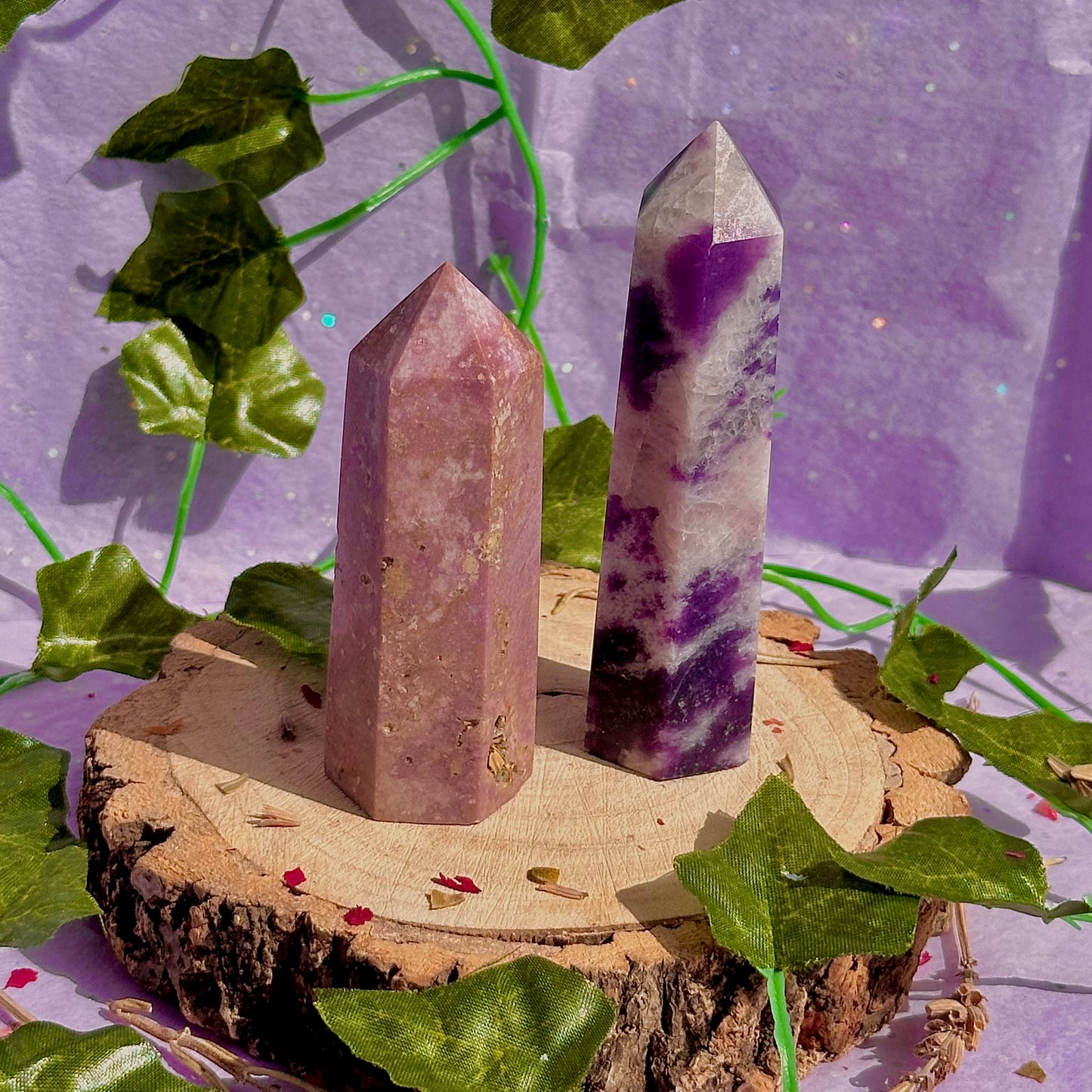 purple towers ~ lepidolite & phosphosiderite ~ choose your own