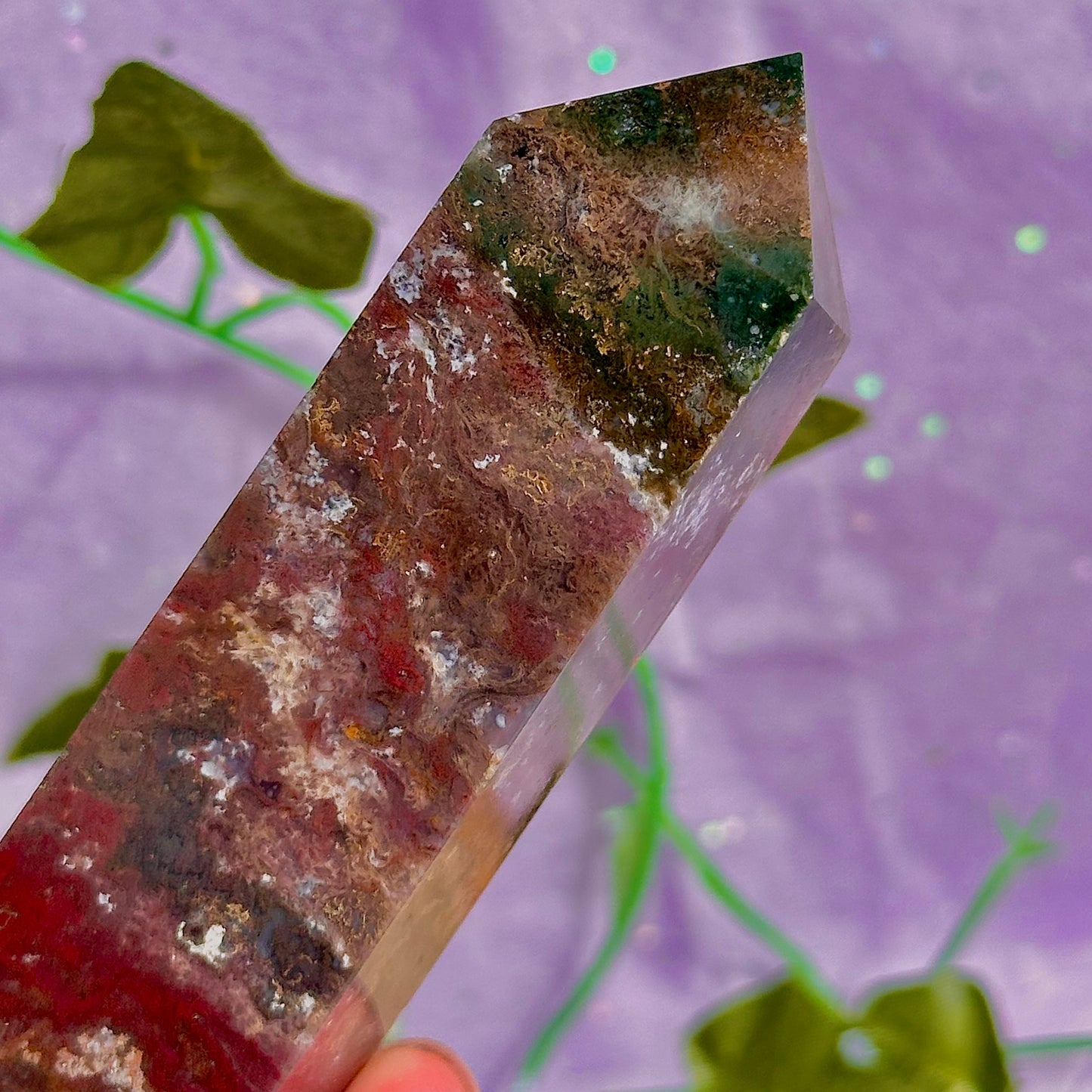 red moss agate tower