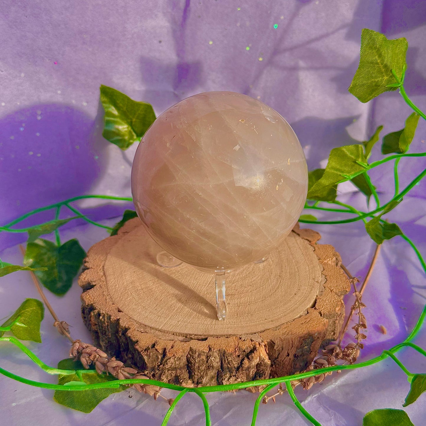 sphère de quartz rose bleu ~ 626g