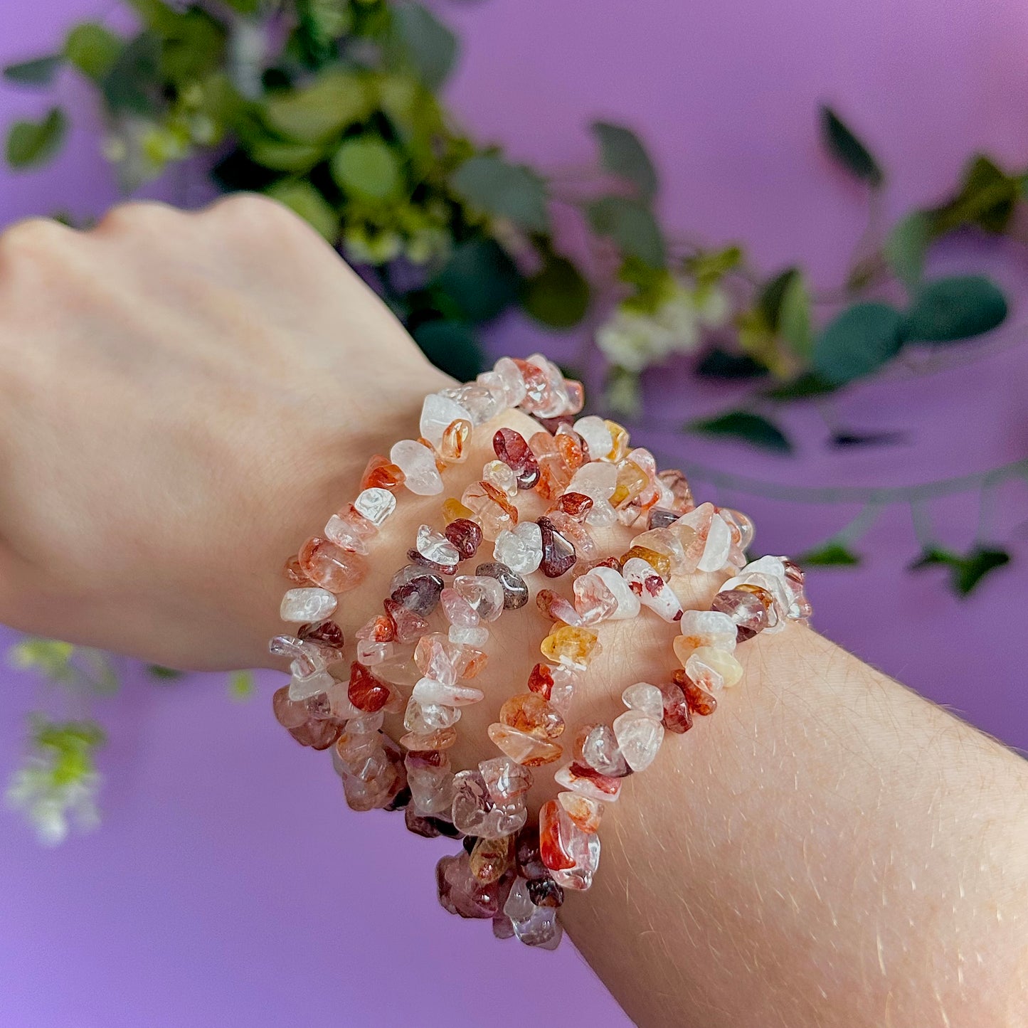fire quartz chip bracelet