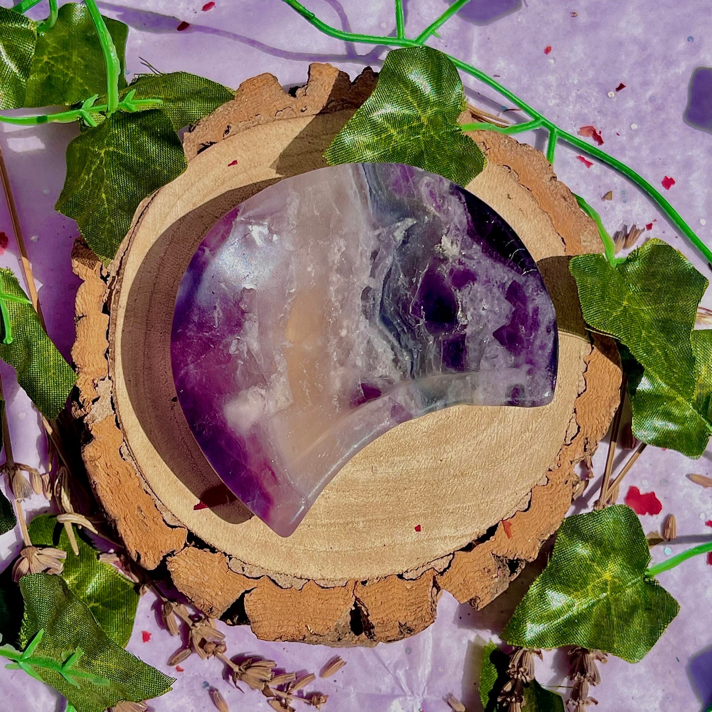 rainbow fluorite moon bowl B
