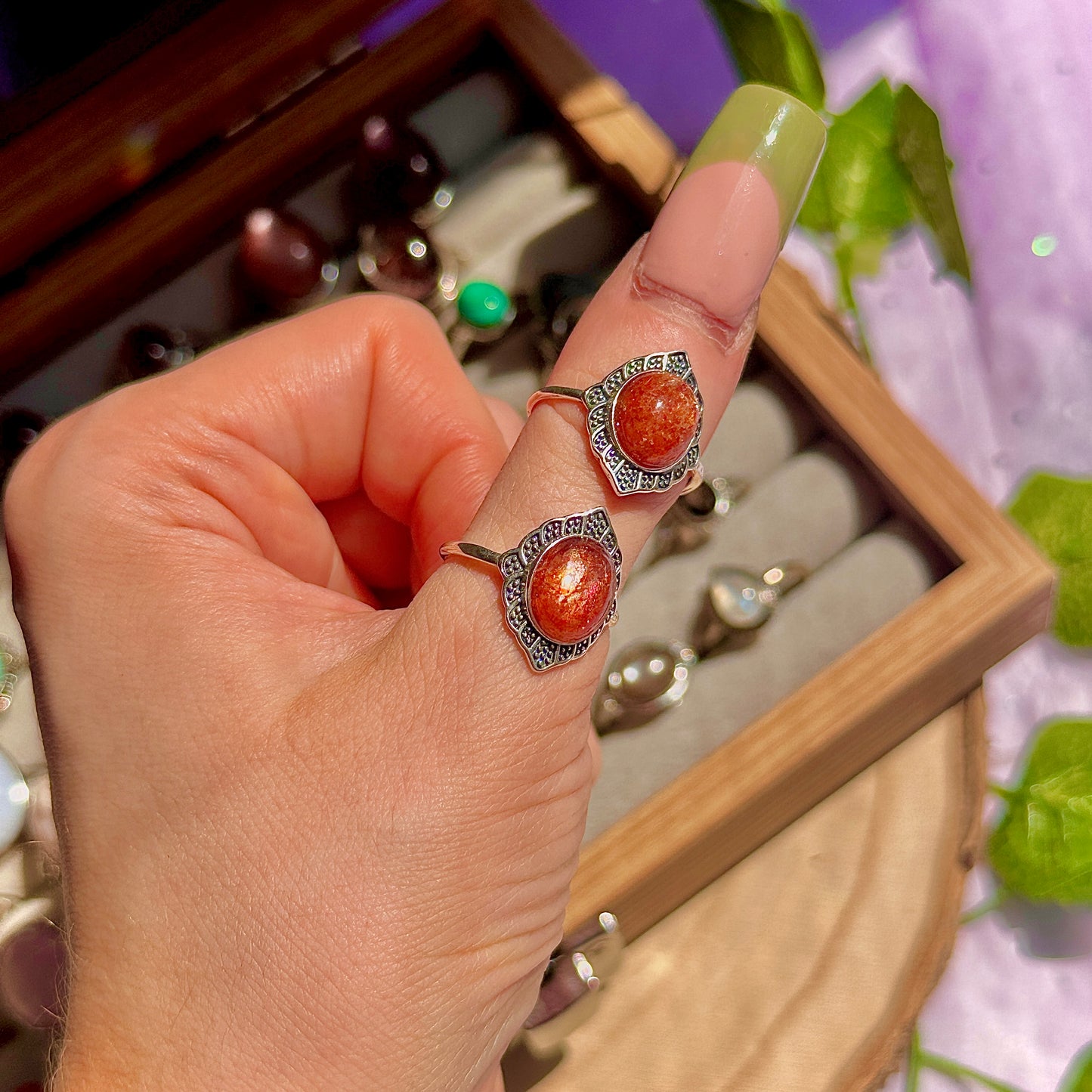 sunstone 925 sterling silver adjustable ring