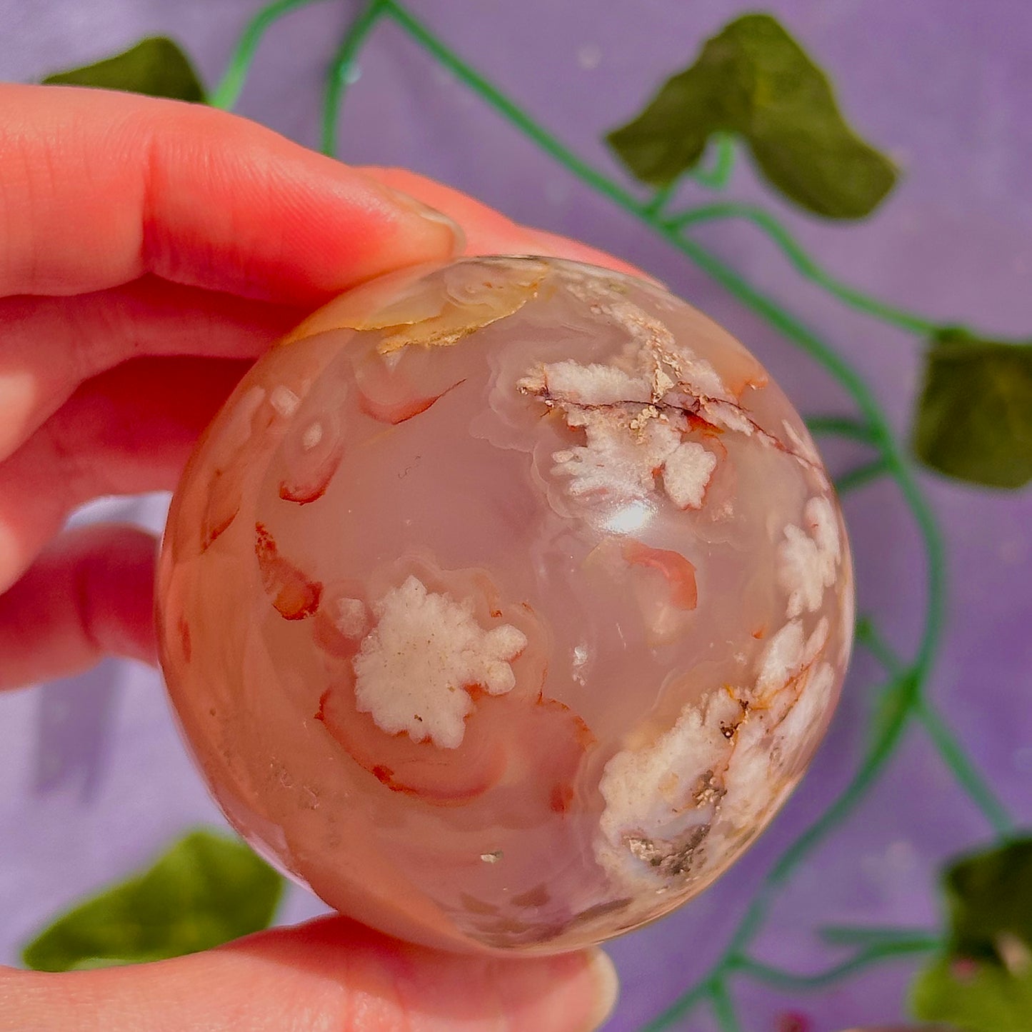 flower agate sphere