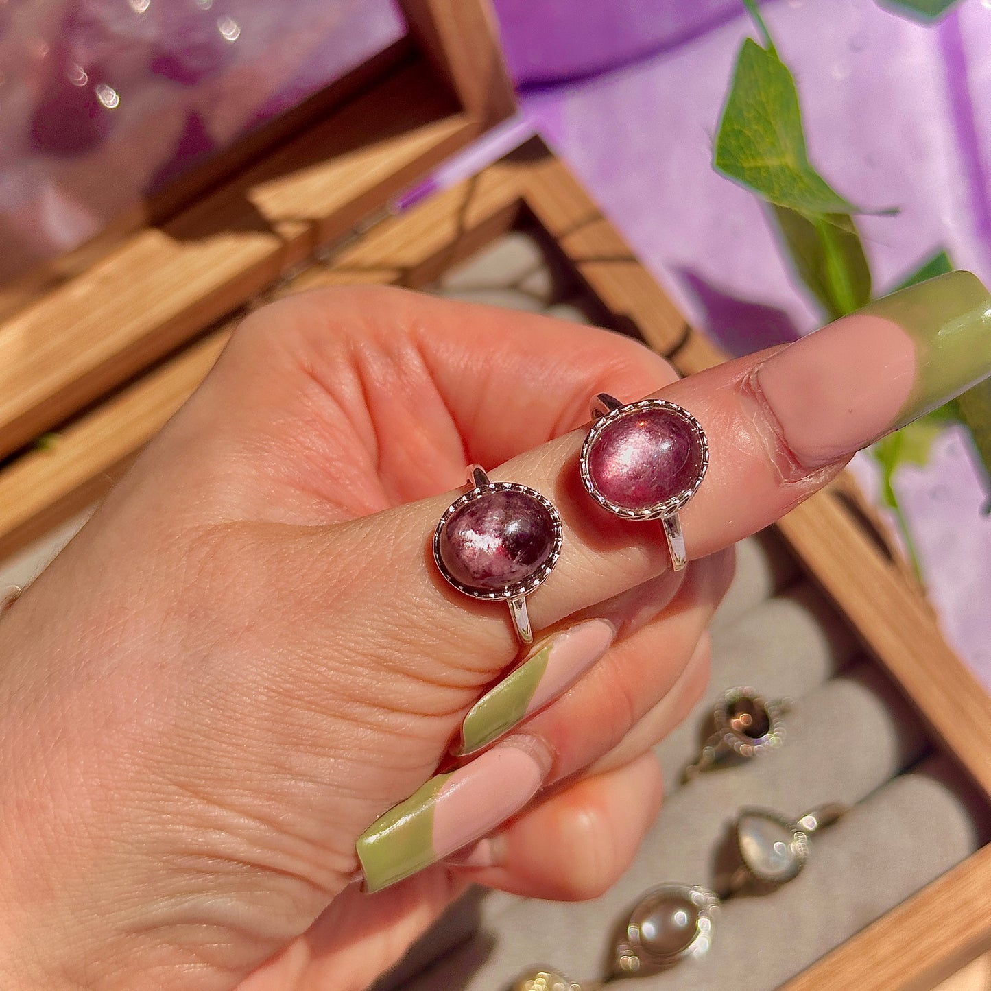 lepidolite 925 sterling silver adjustable ring