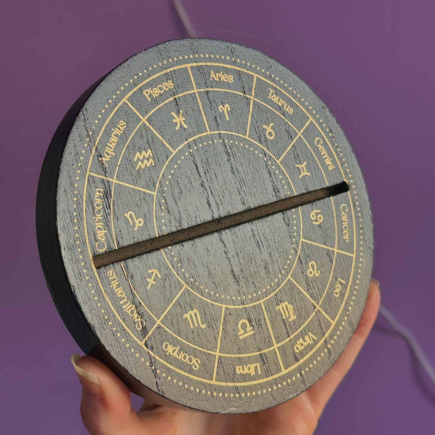 black astrology wheel tarot card stand