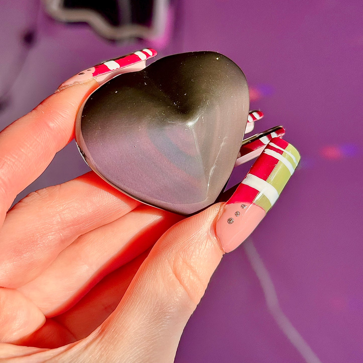 rainbow obsidian heart carvings A & B