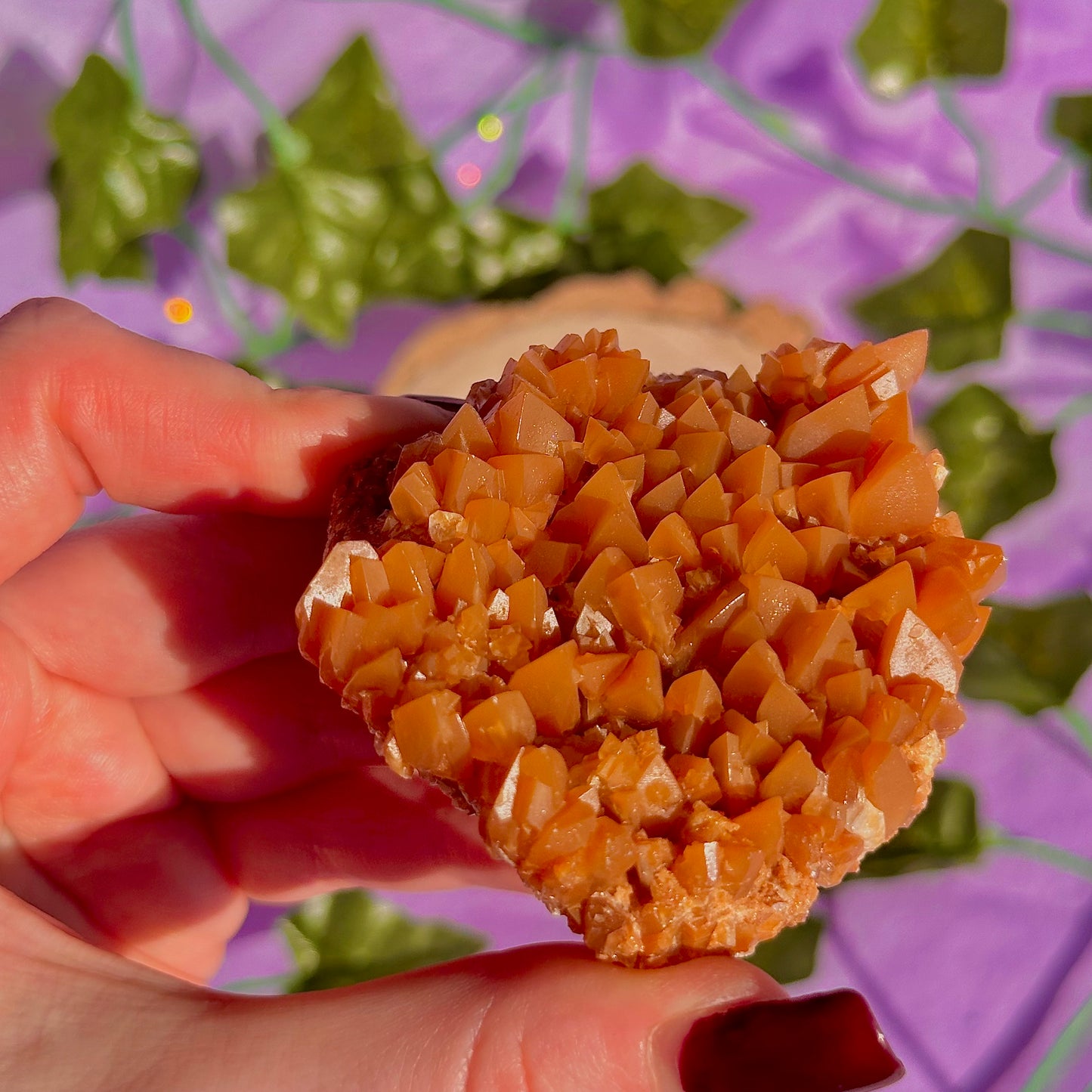 orange calcite cluster specimen C