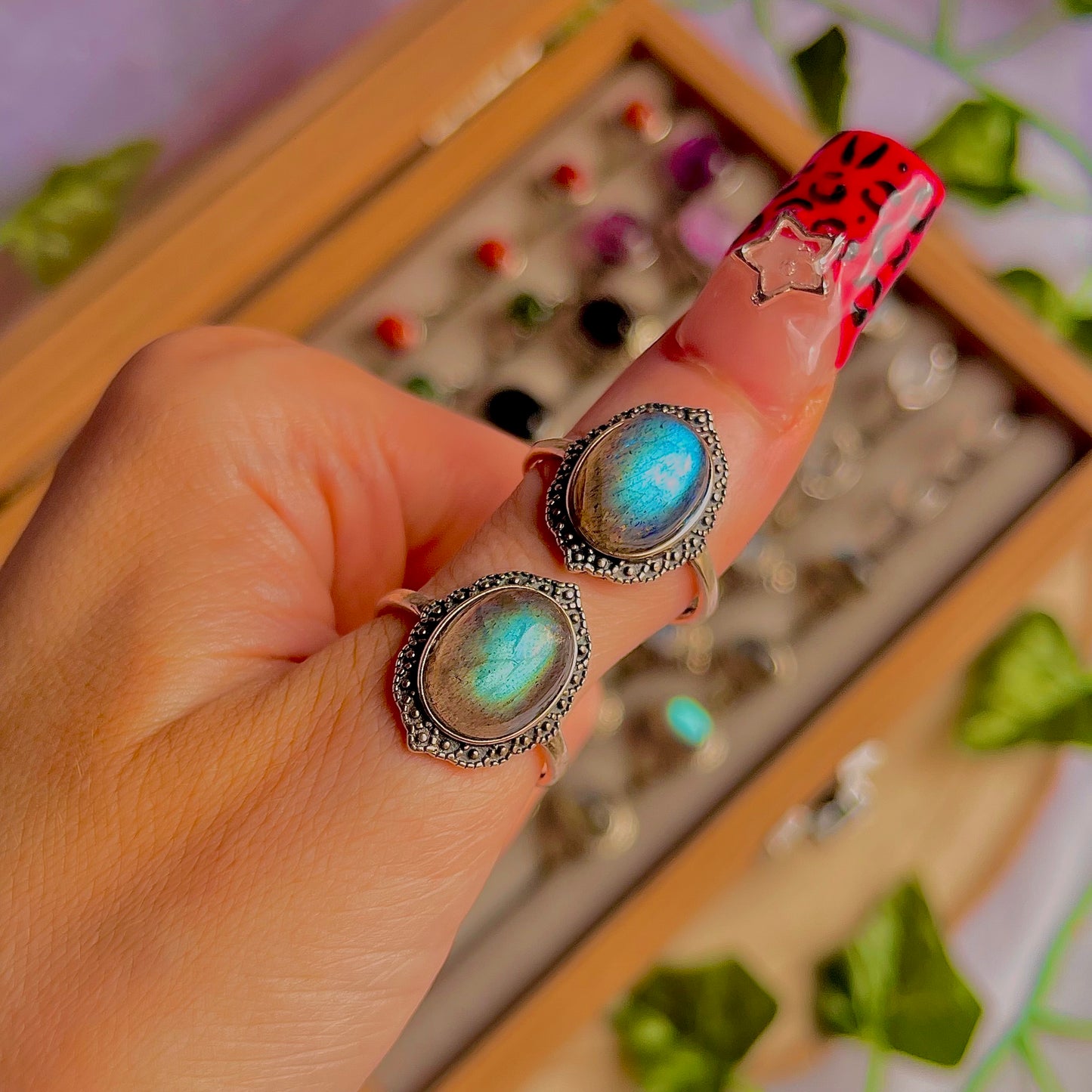 labradorite style A ~ 925 sterling silver adjustable rings / intuitively chosen