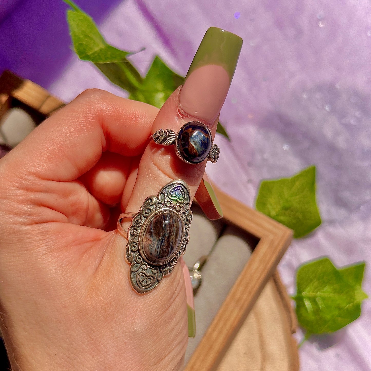 pietersite 925 sterling silver adjustable ring
