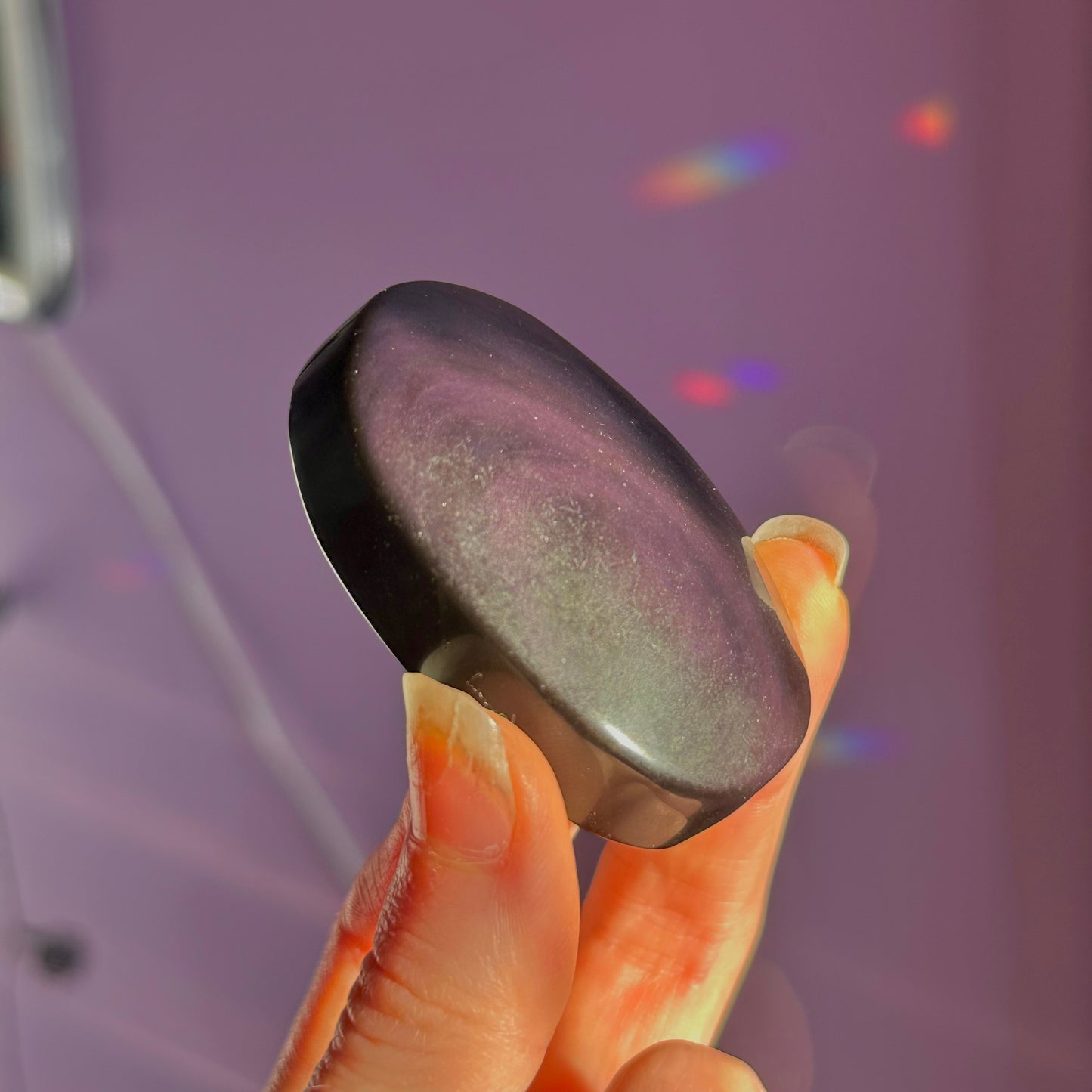 rainbow obsidian palm stone ~ intuitively chosen