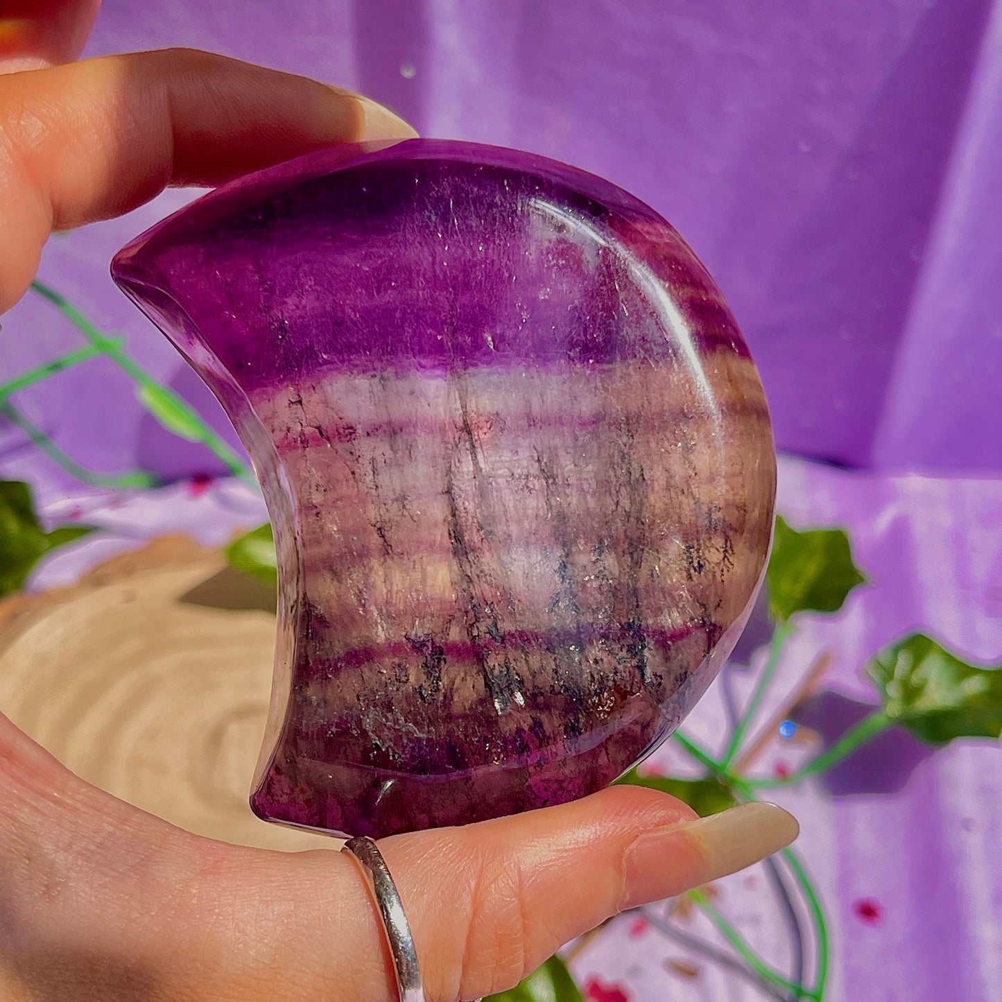 rainbow fluorite moon bowl C