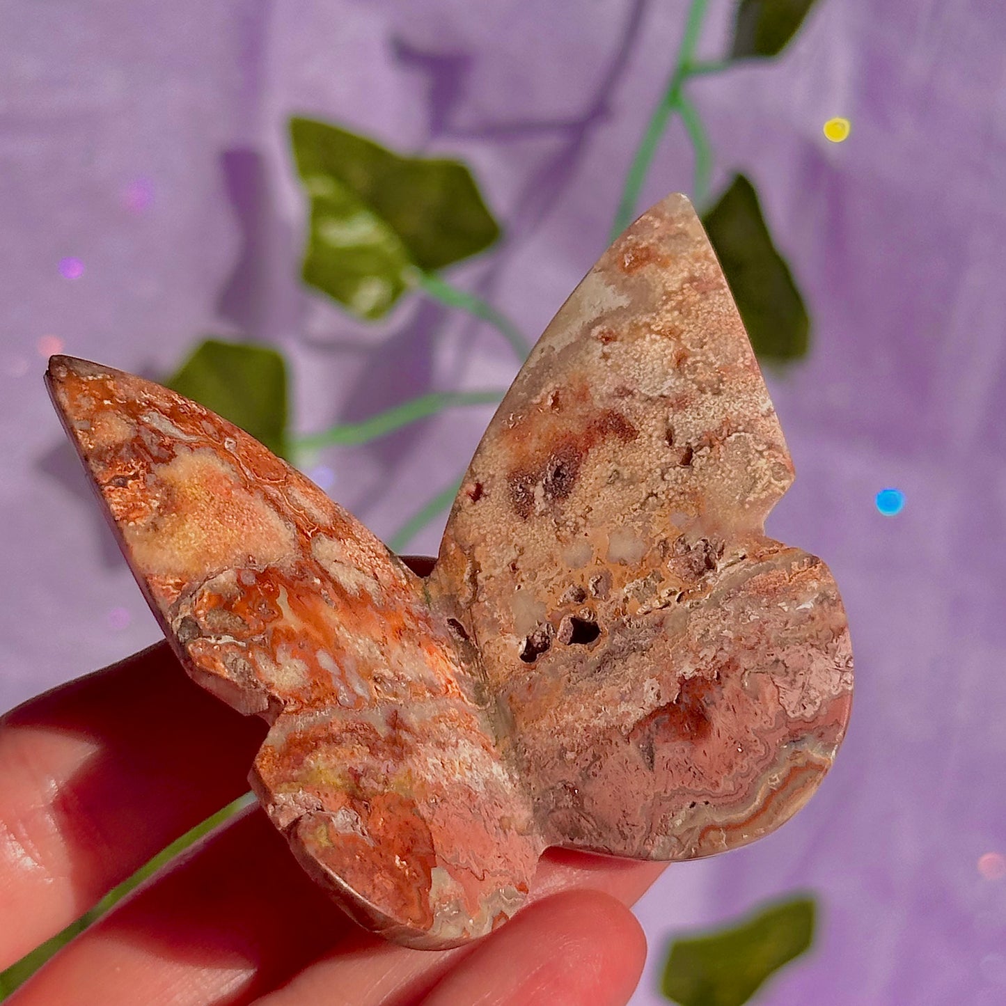 indonesian rare pink lace agate butterflies, self standing ~ choose your own