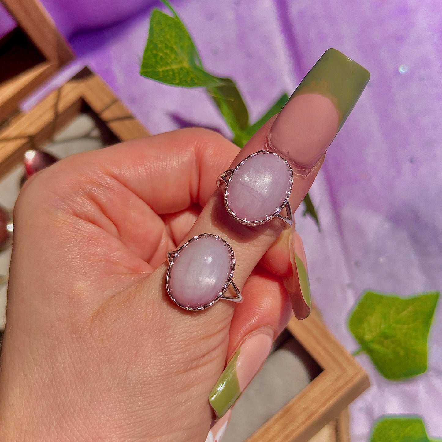 kunzite 925 sterling silver adjustable ring