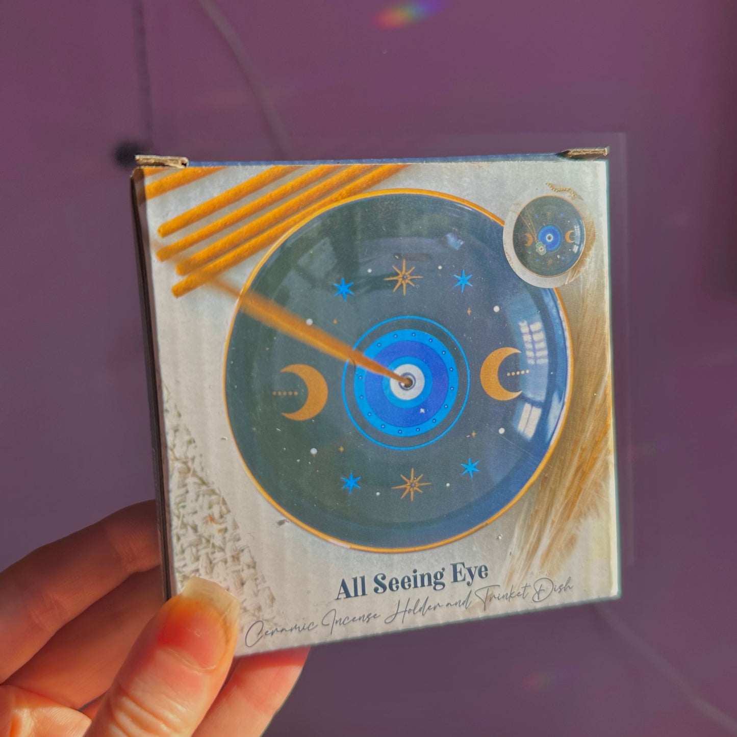 all seeing eye blue print incense holder