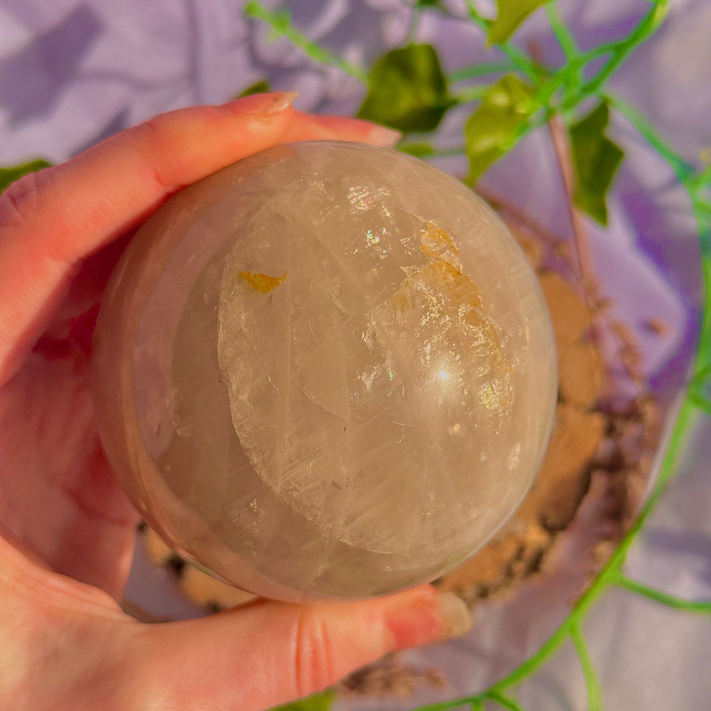 sphère de quartz rose bleu ~ 626g