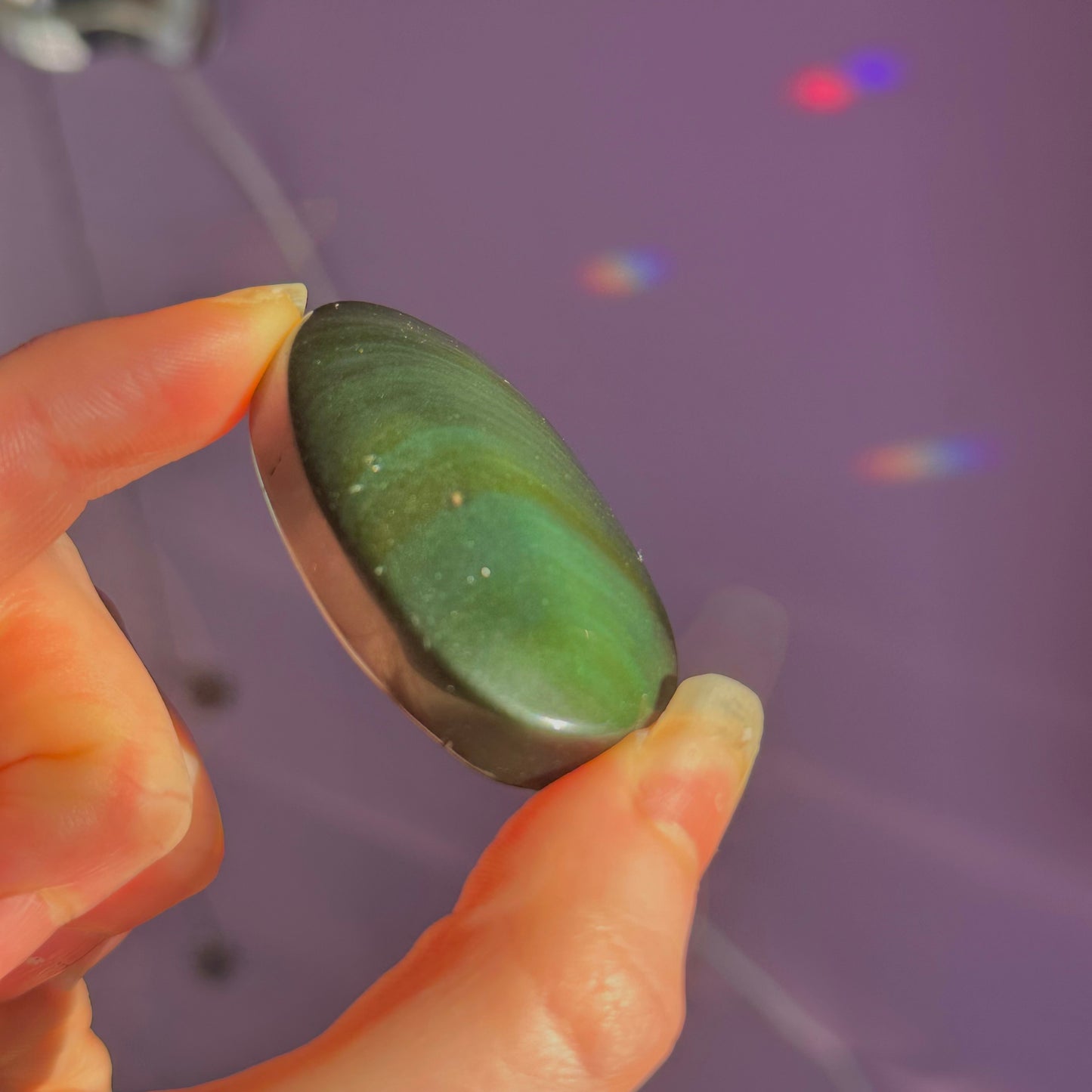 rainbow obsidian palm stone ~ intuitively chosen