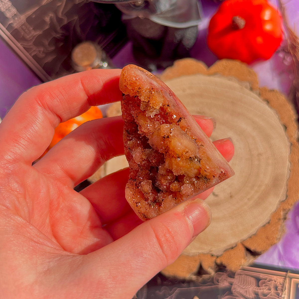 pink amethyst druzy freeform