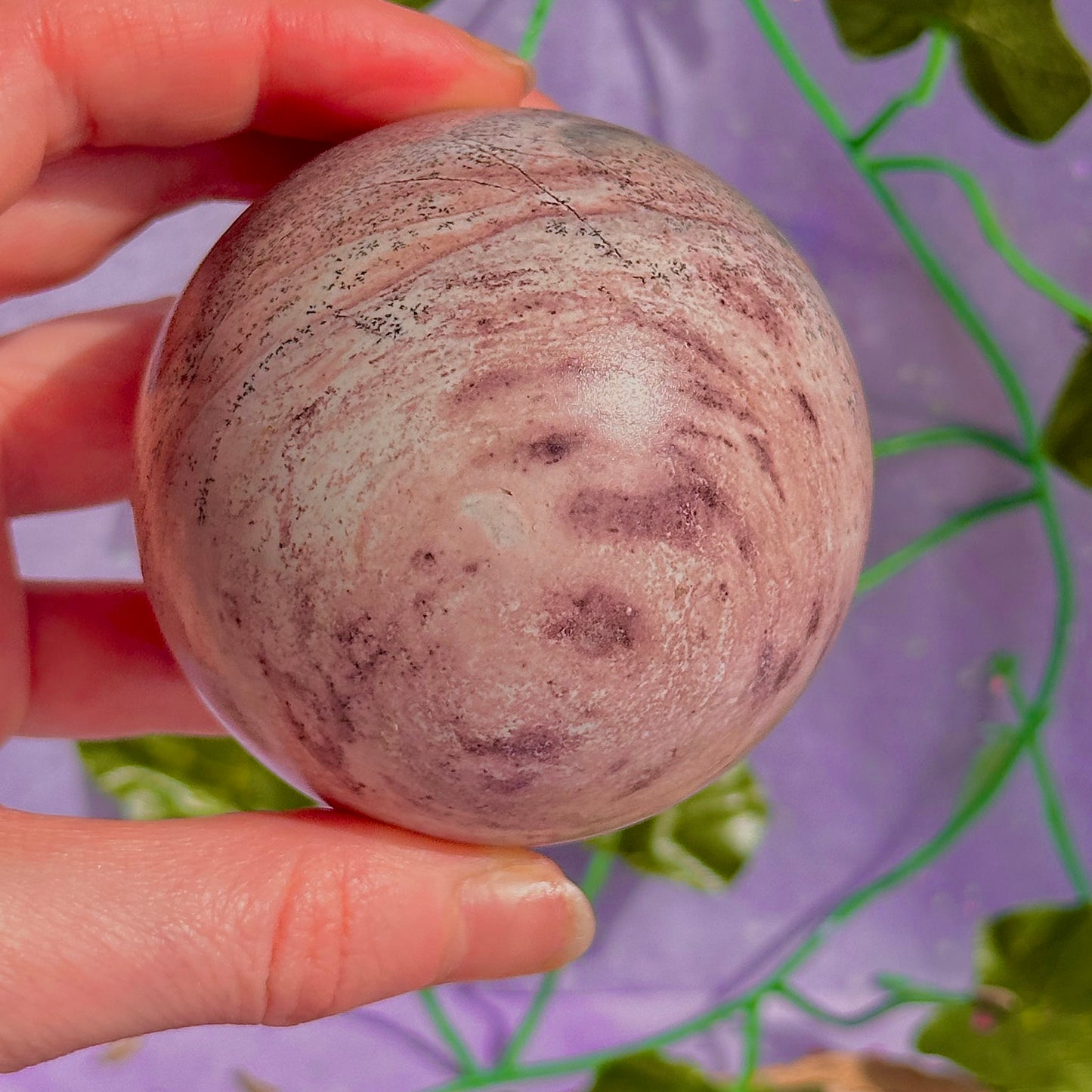 pink picture jasper sphere