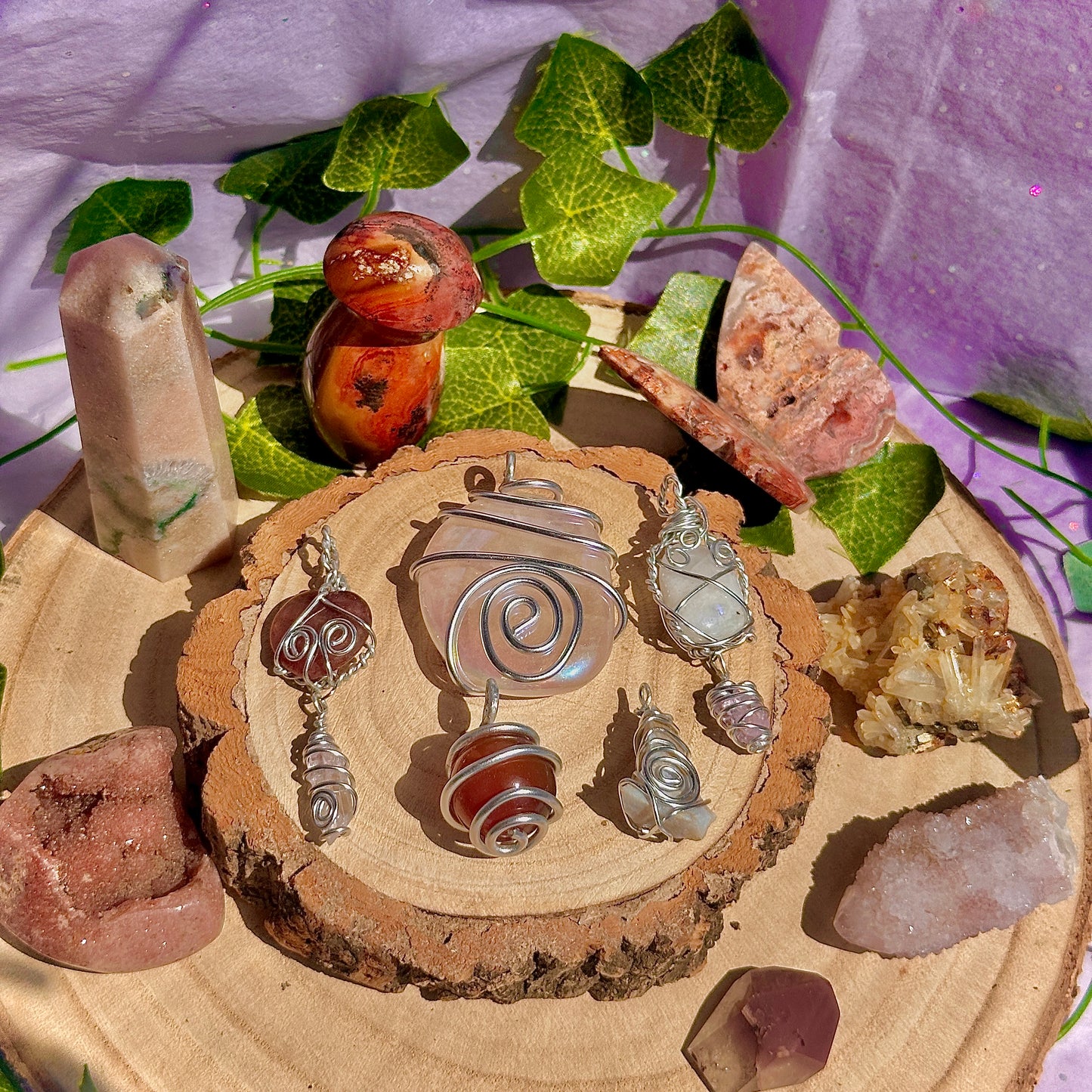 fairy spiral wire wrapped pendants ~ aluminium craft wire