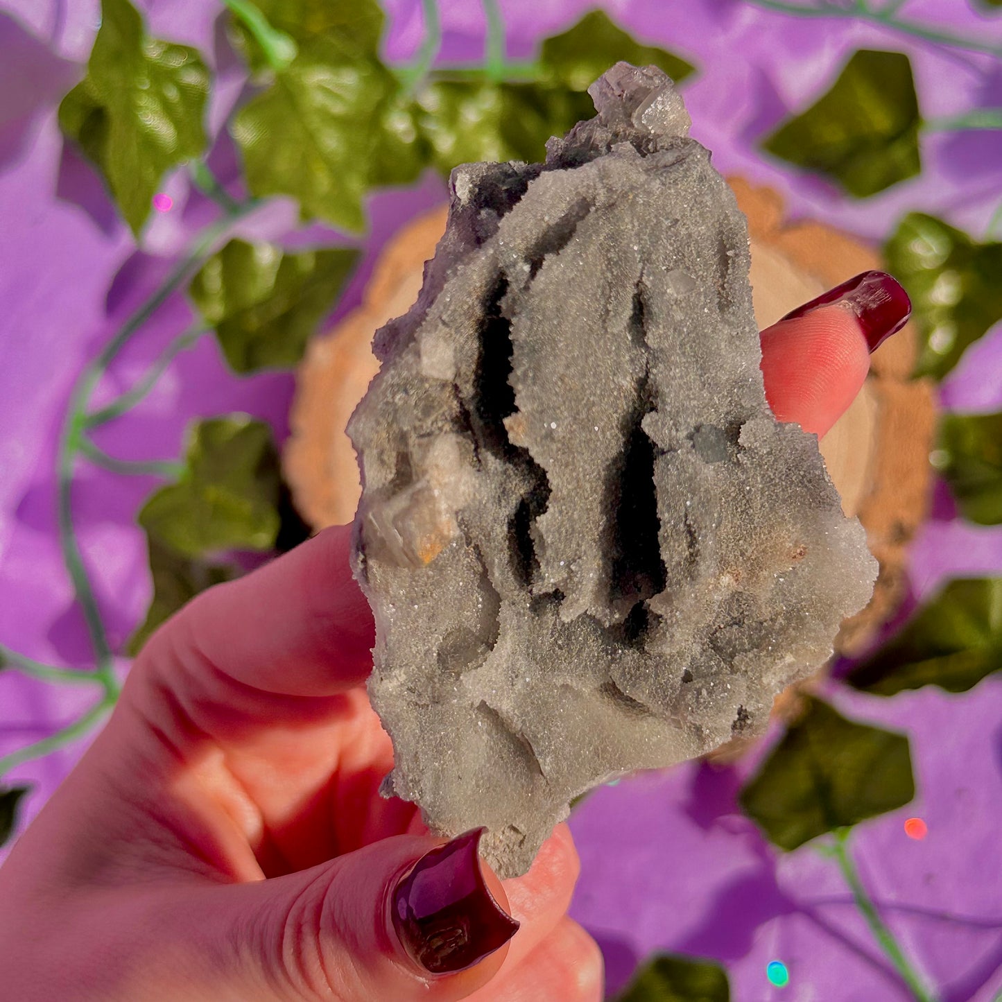 druzy quartz specimen with cubic fluorite & mini pyrite flower