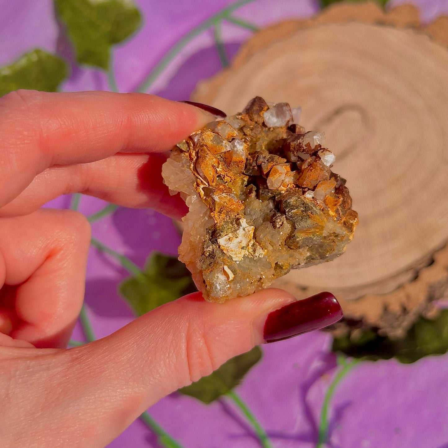 clear quartz with pyrite & golden healer inclusions cluster specimen