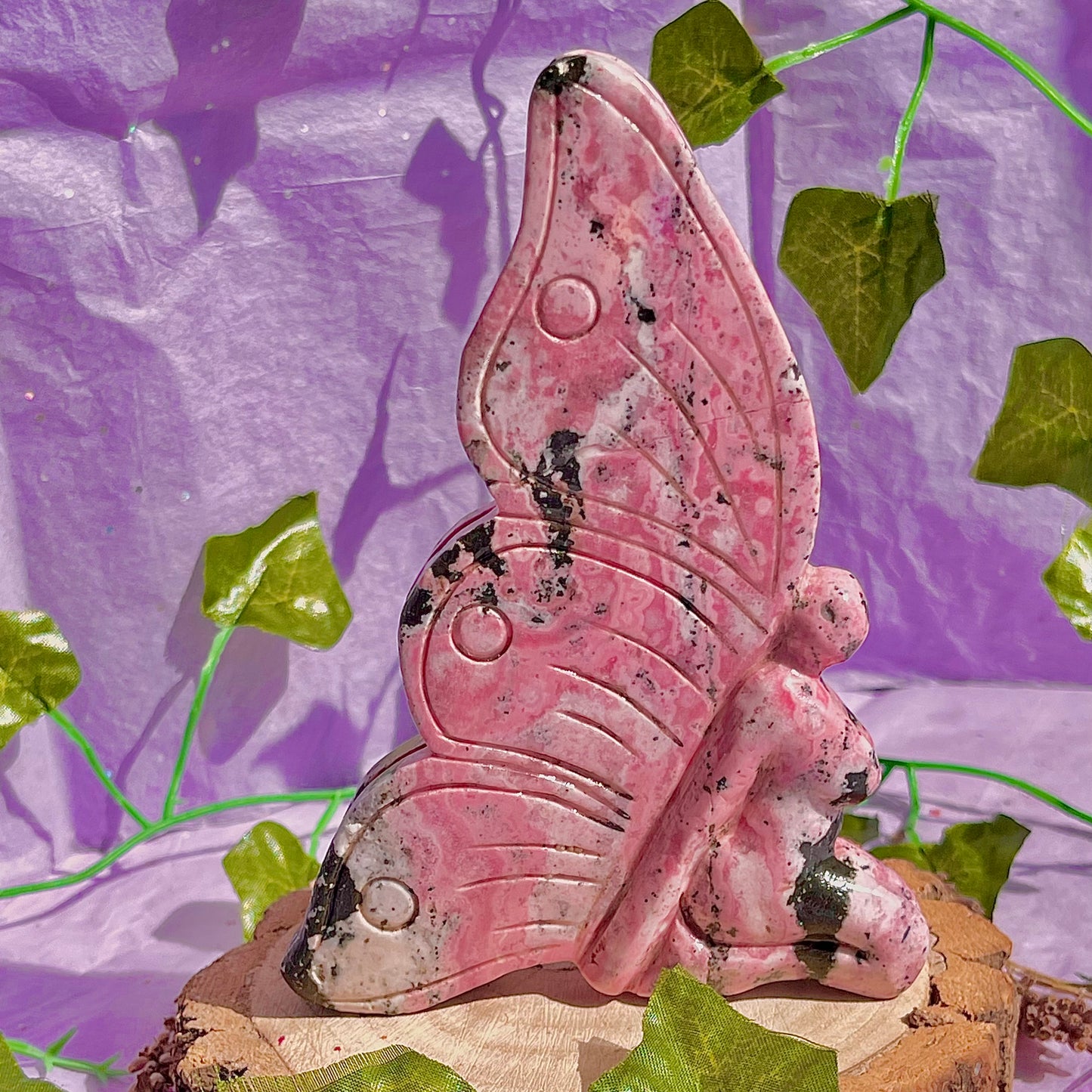 rhodonite fairy carving