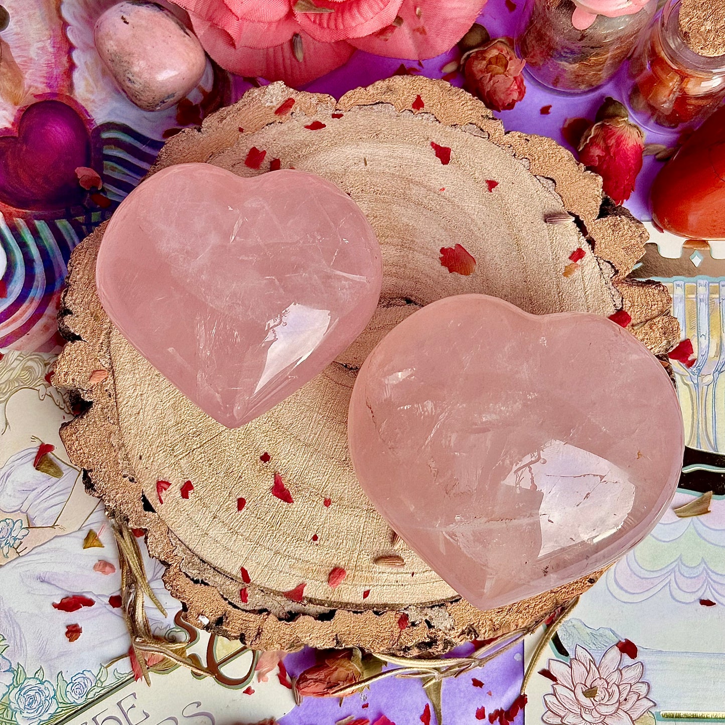 Cœurs en quartz rose starlight asterism ~ choisissez le vôtre