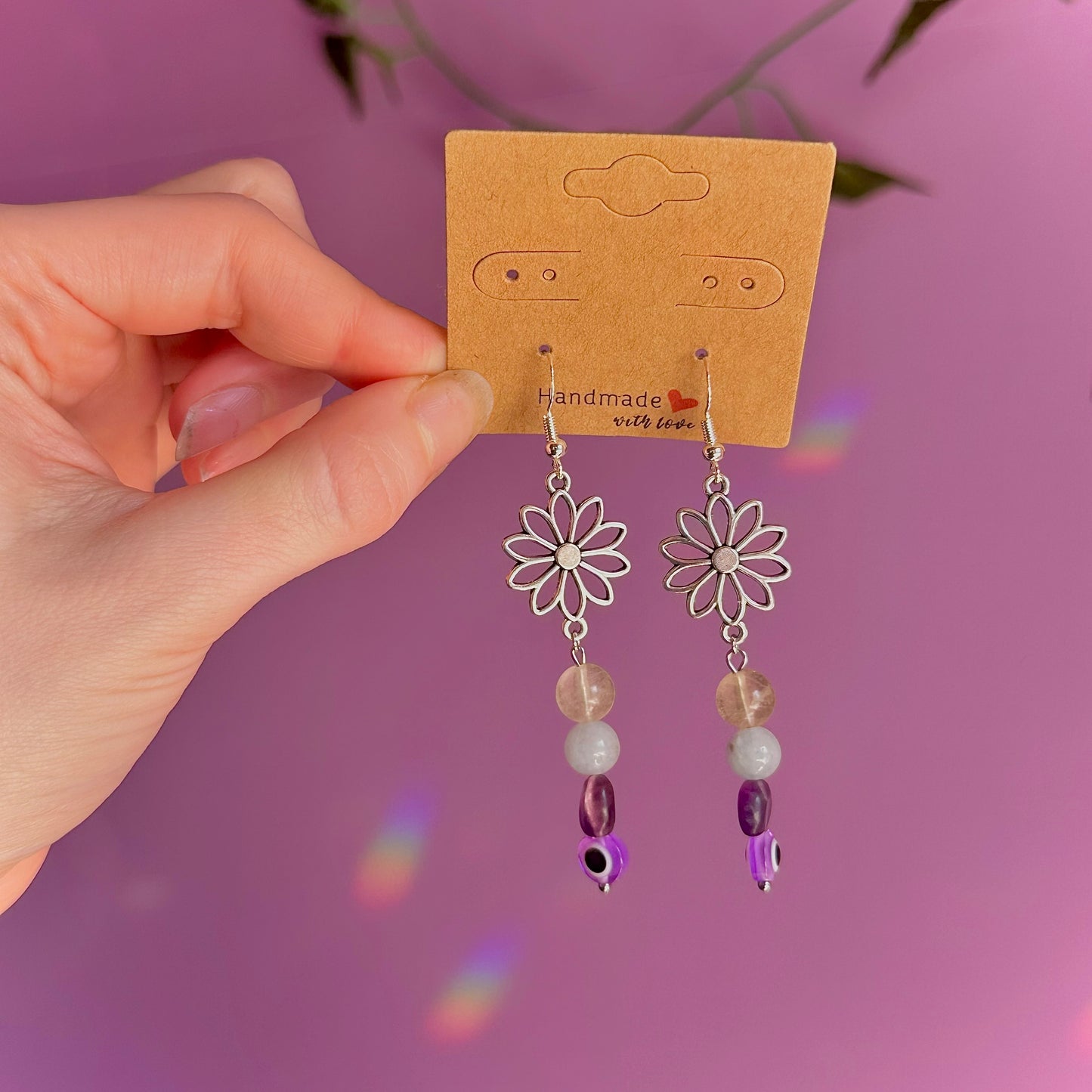 bloom earrings on 925 hooks ~ fluorite, aquamarine, calcite