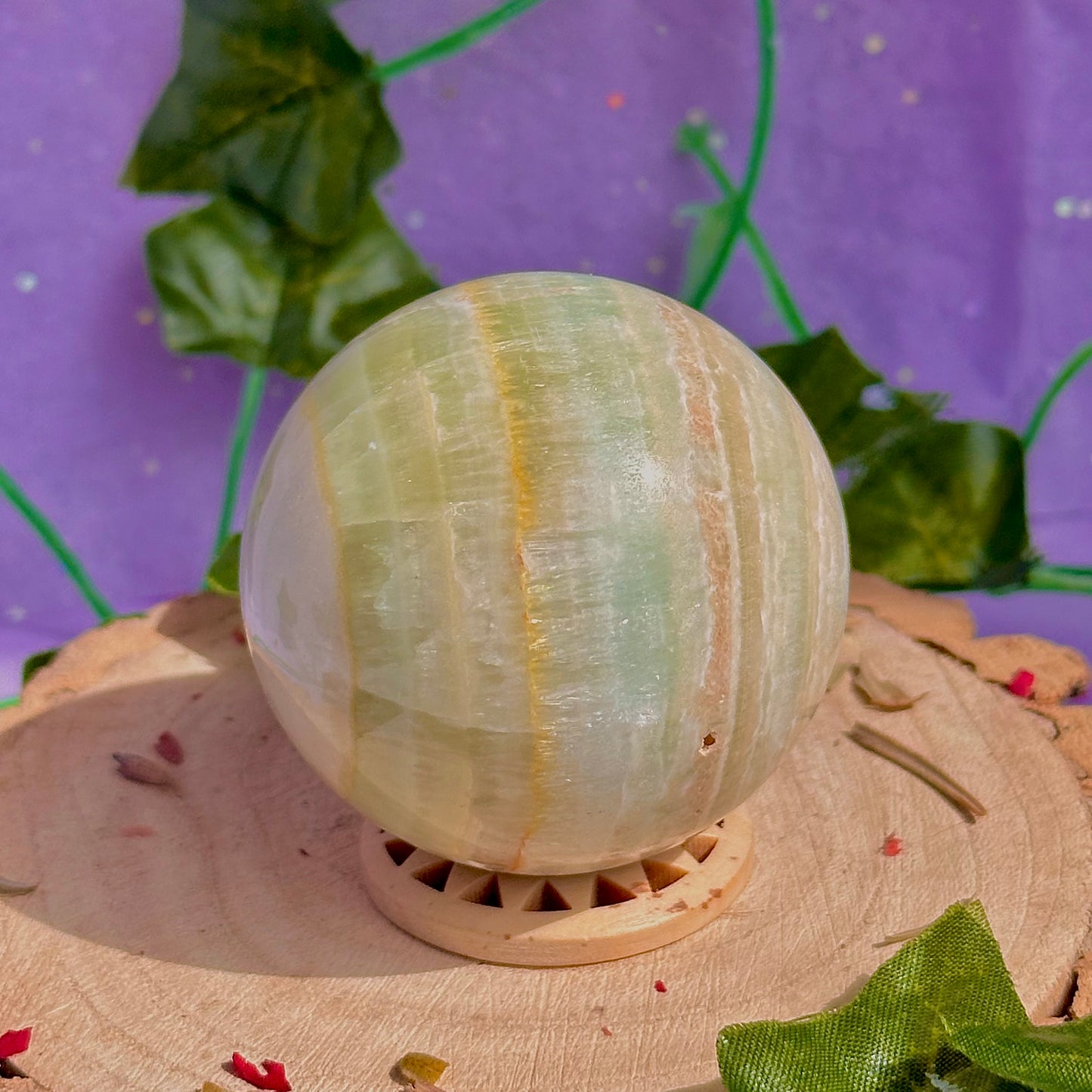pistachio calcite sphere