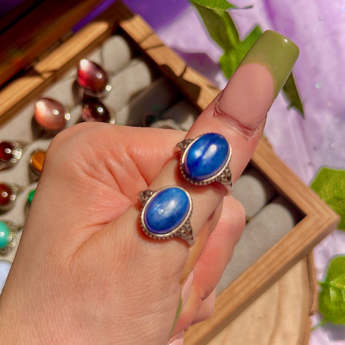 blue kyanite 925 sterling silver adjustable ring