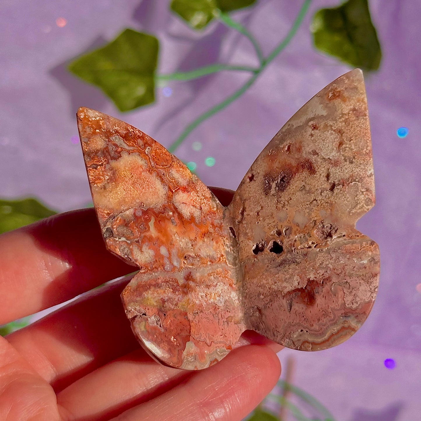 indonesian rare pink lace agate butterflies, self standing ~ choose your own