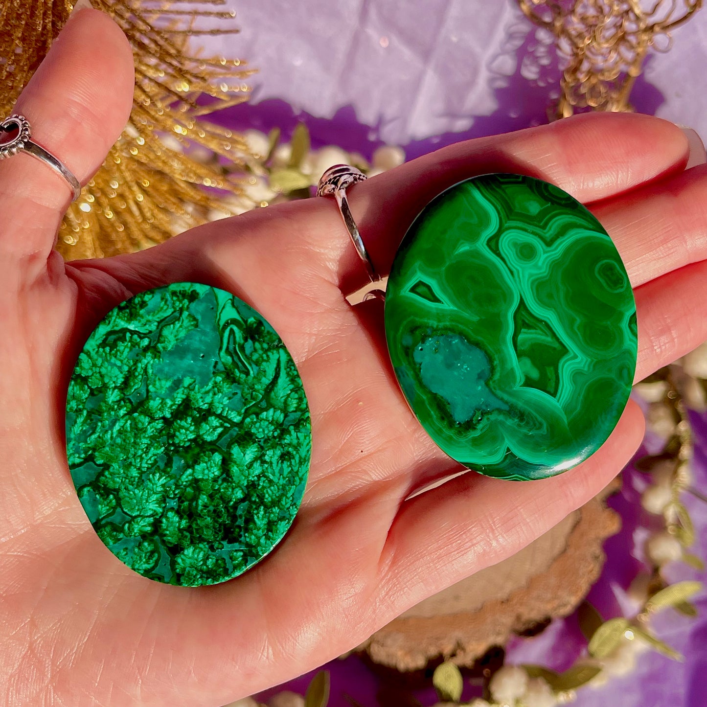 malachite palm stone ~ intuitively chosen