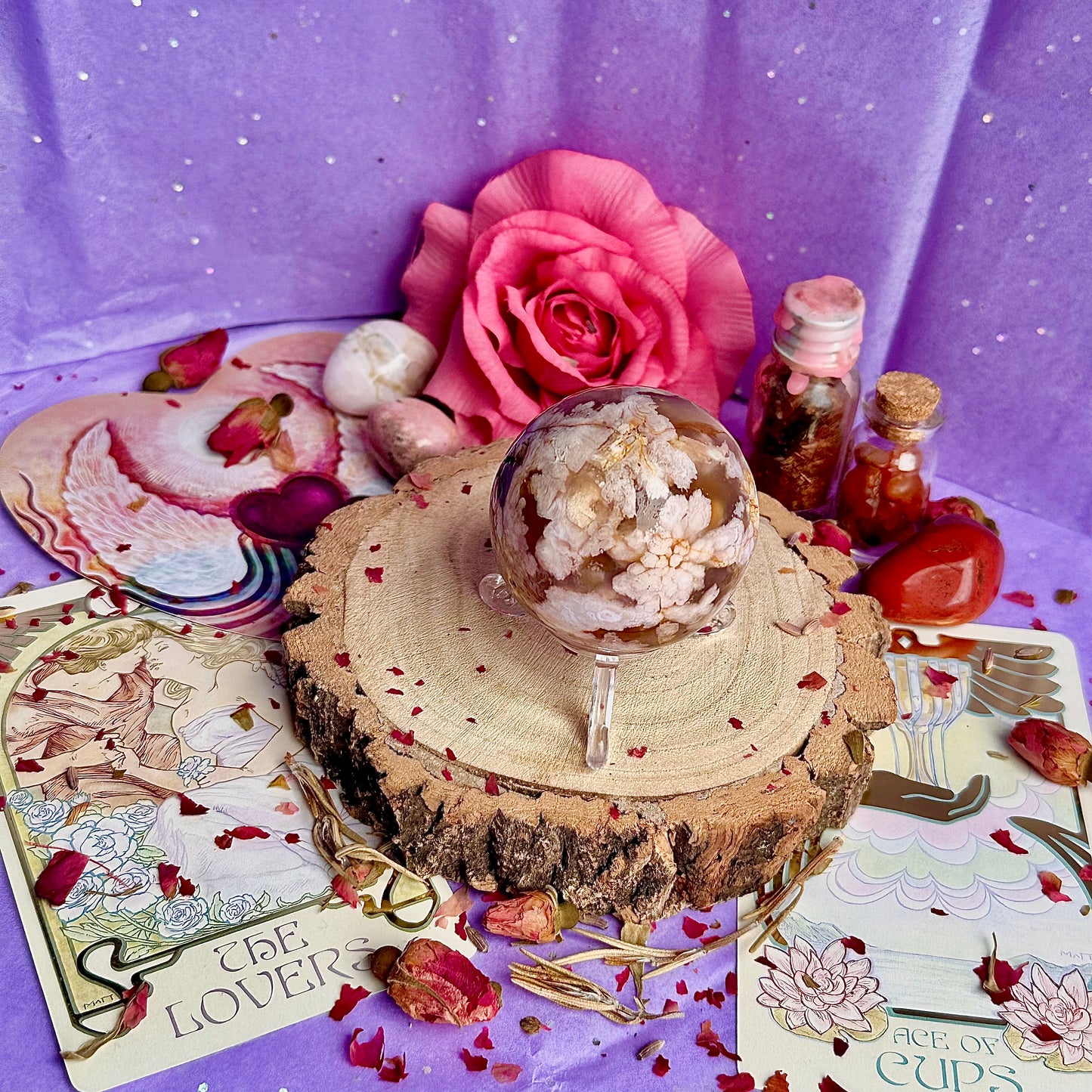 flower agate sphere A