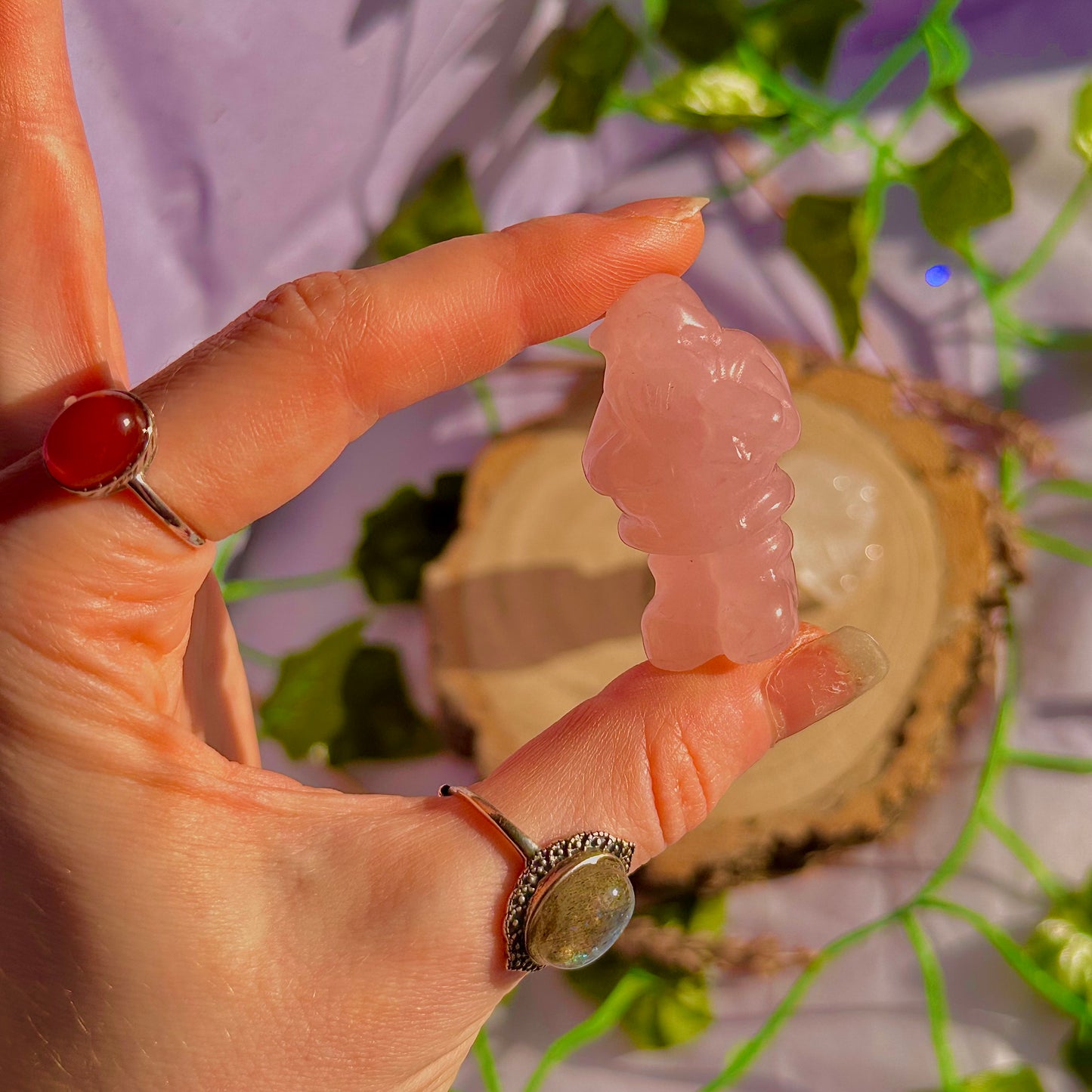 sculptures du père Noël, quartz rose et quartz clair ~ choisissez le vôtre