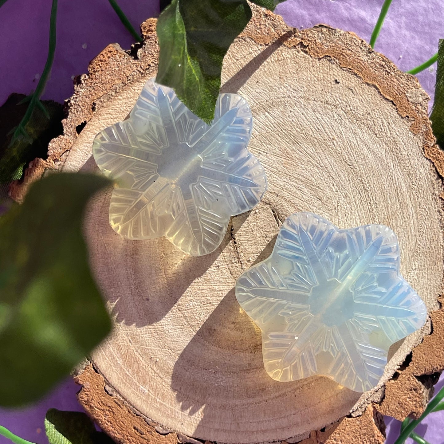 opalite snowflake carving