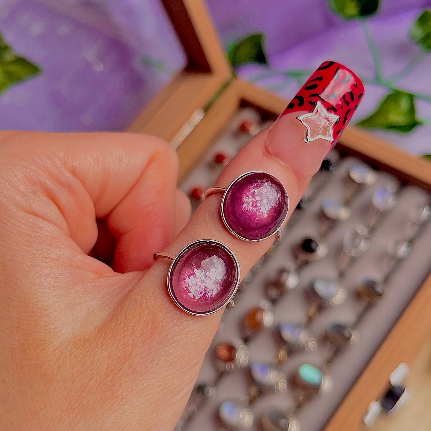 lepidolite ~ 925 sterling silver adjustable rings / intuitively chosen