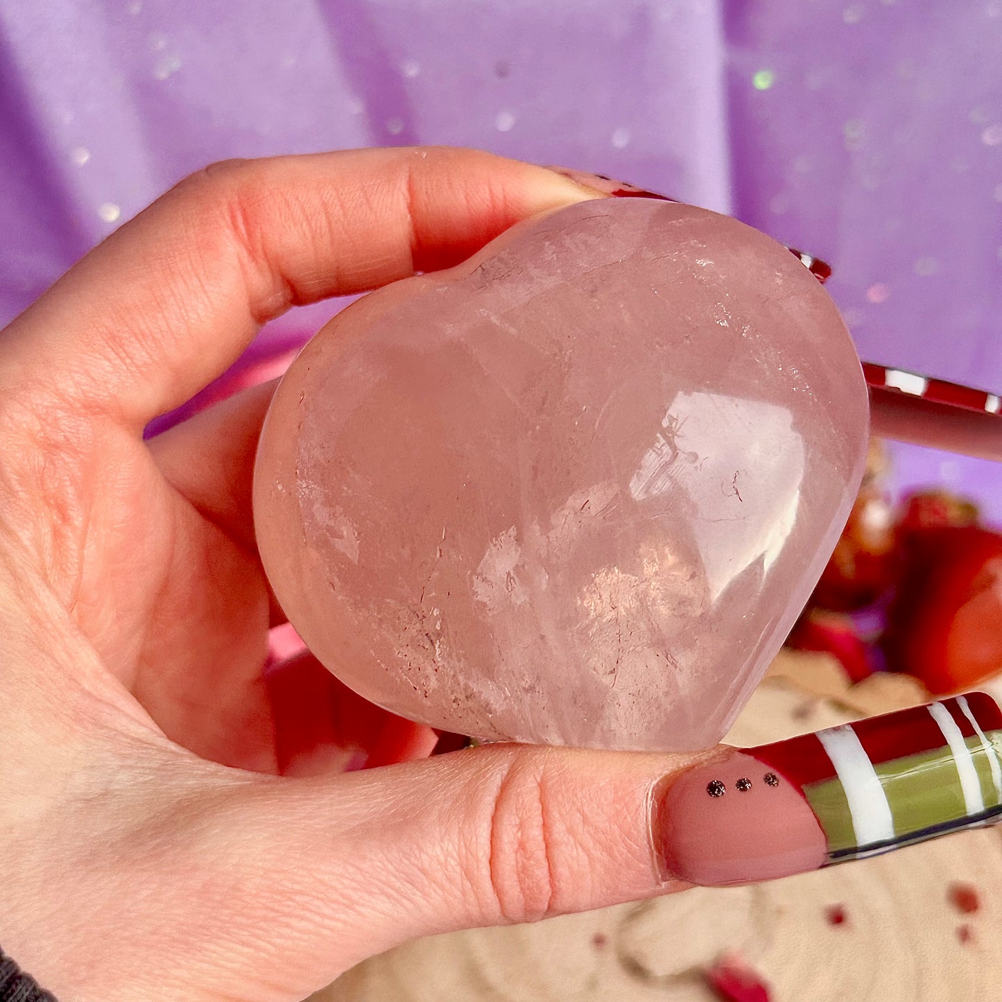 Cœurs en quartz rose starlight asterism ~ choisissez le vôtre