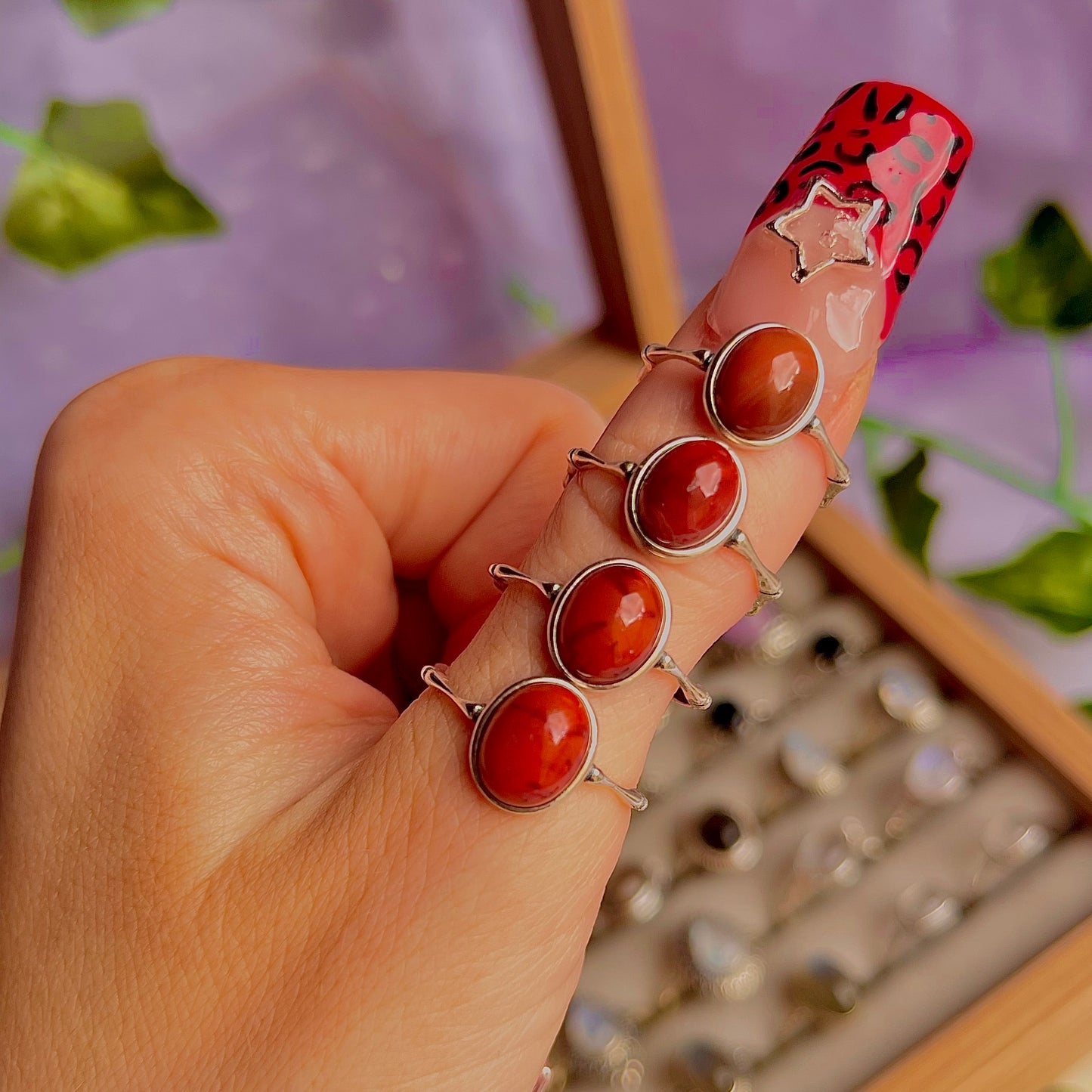 carnelian style B ~ 925 sterling silver adjustable rings / intuitively chosen