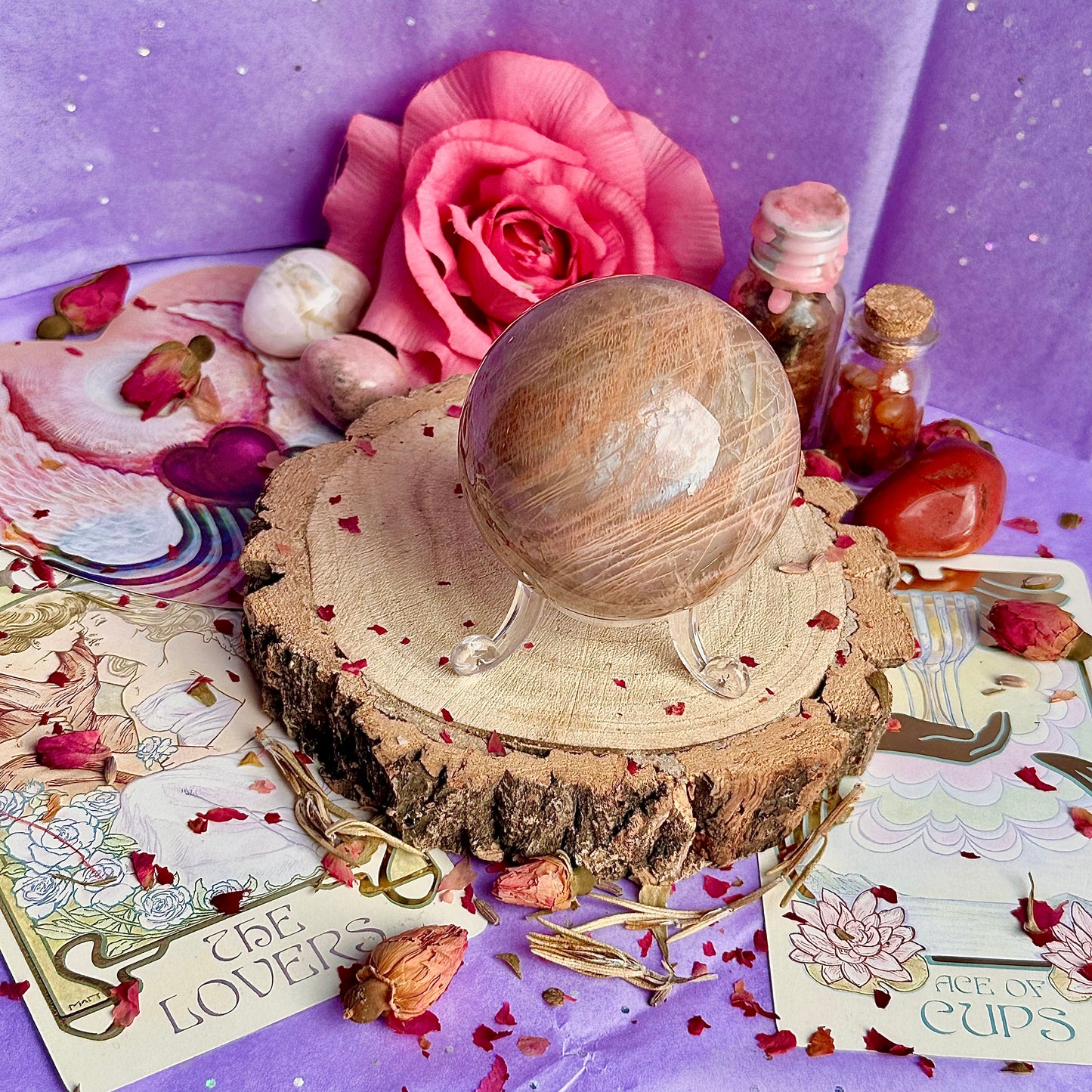 sphère de pierre de lune rose A