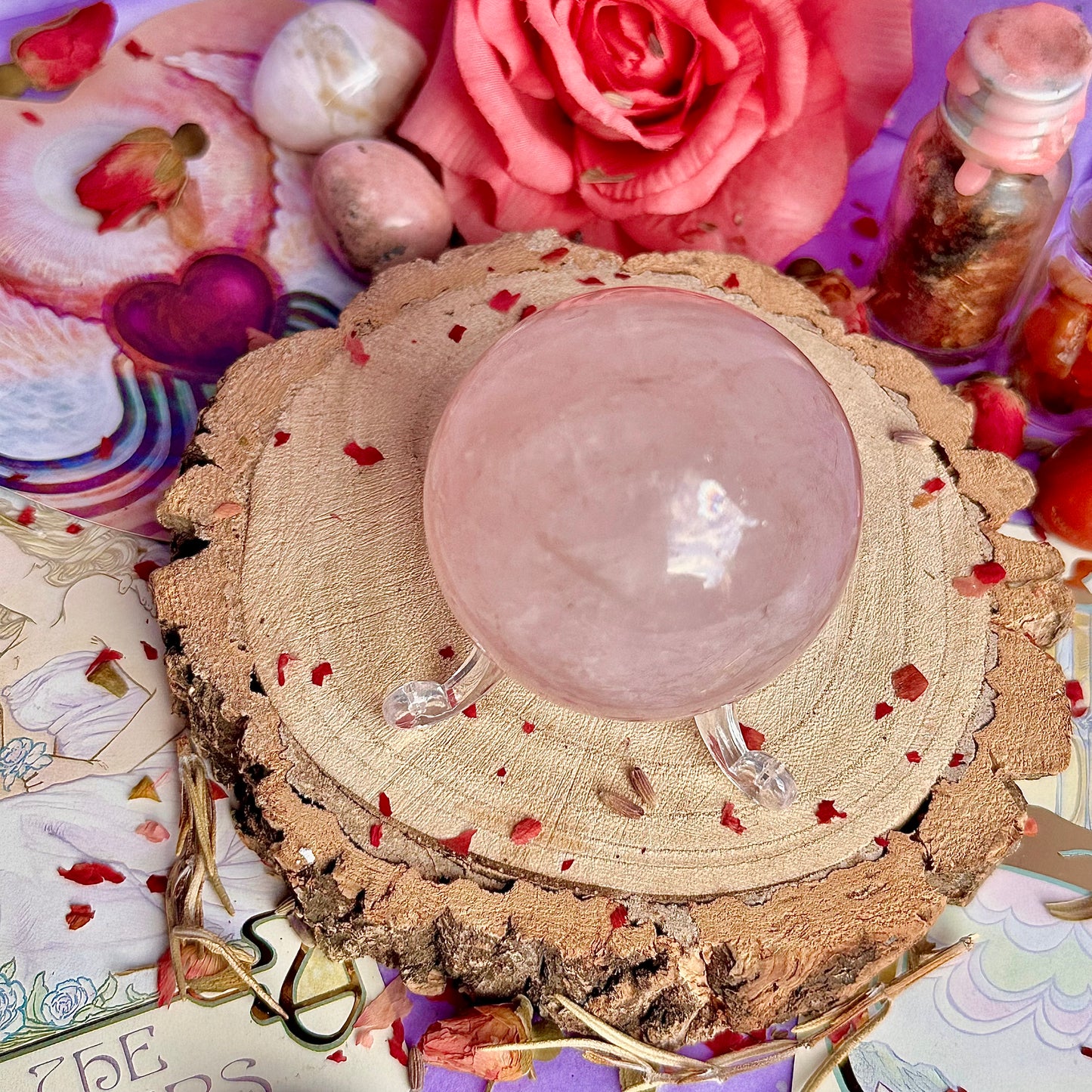 sphère de quartz rose astérisme étoile B