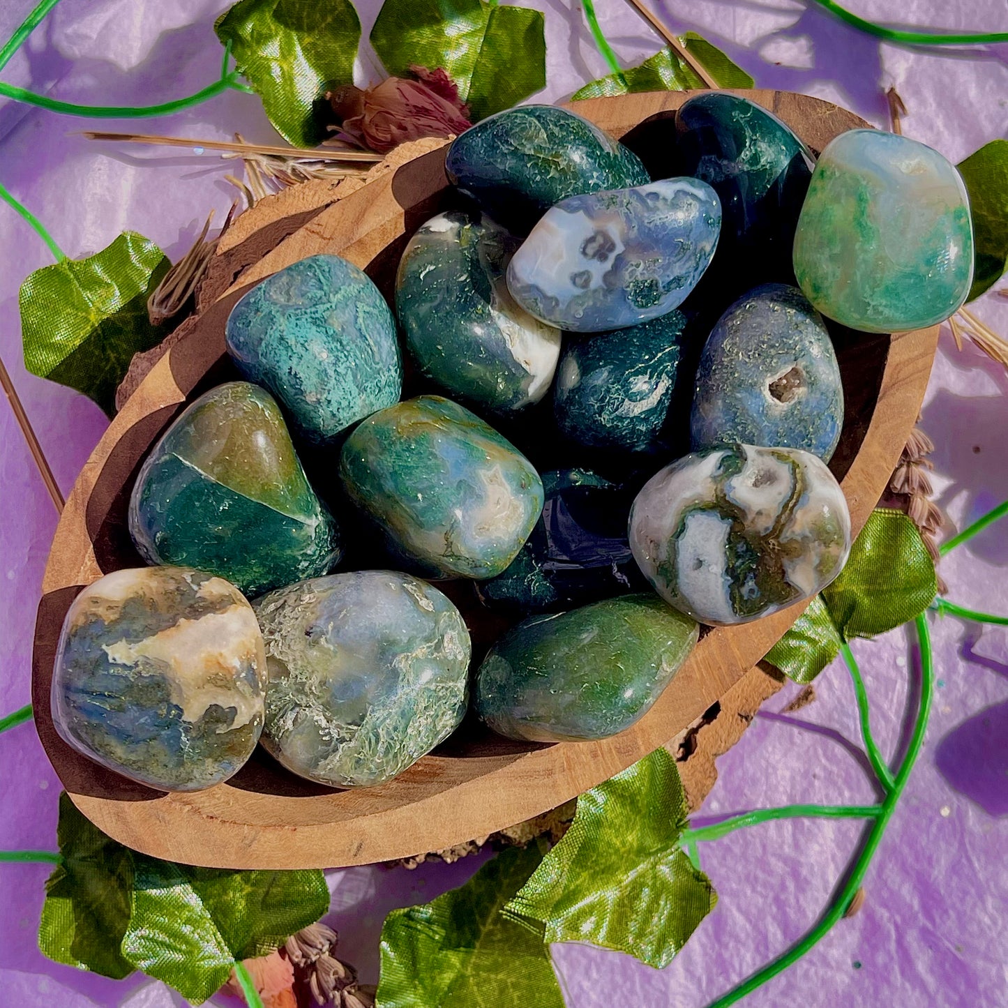 moss agate tumble
