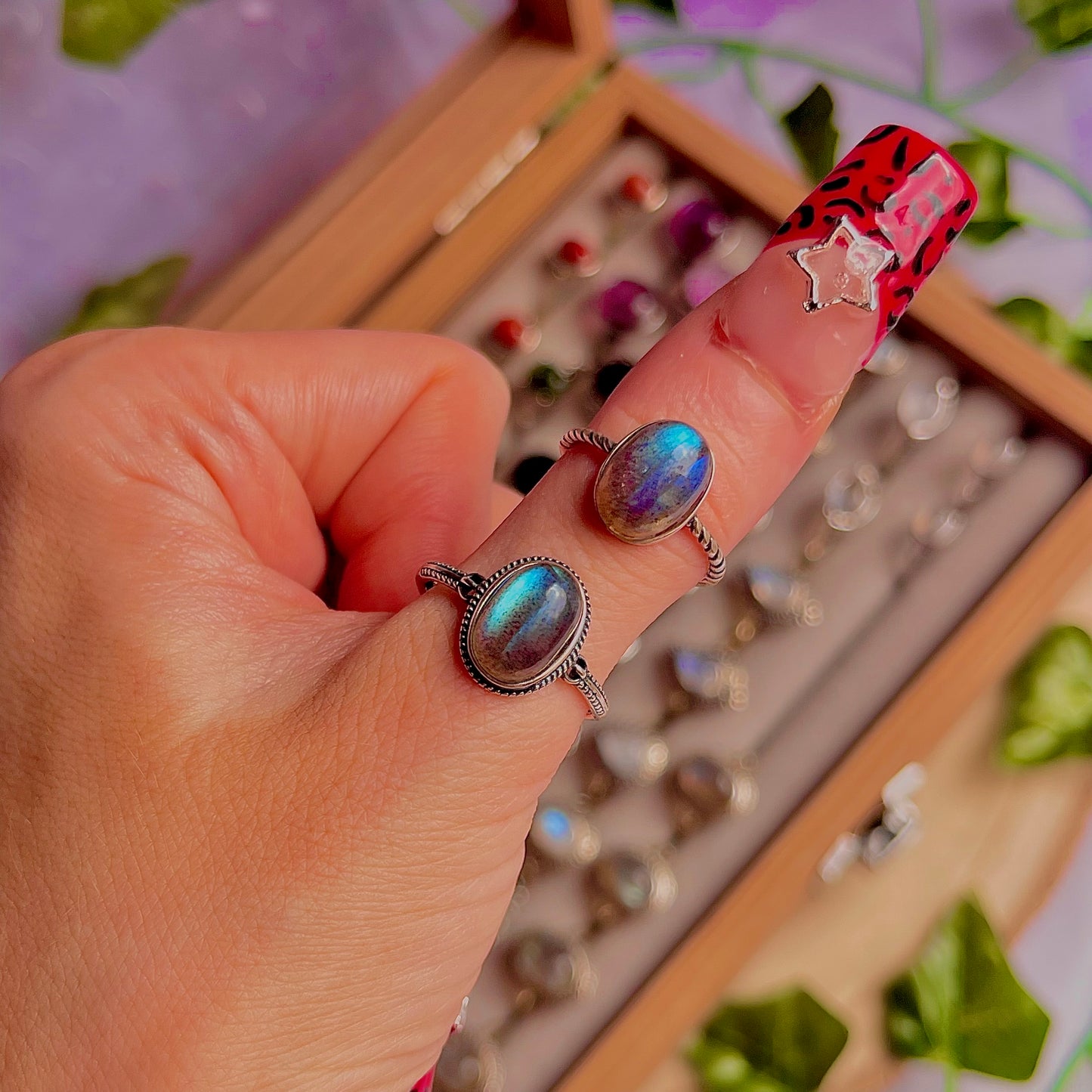 labradorite style C ~ 925 sterling silver adjustable rings / choose your own