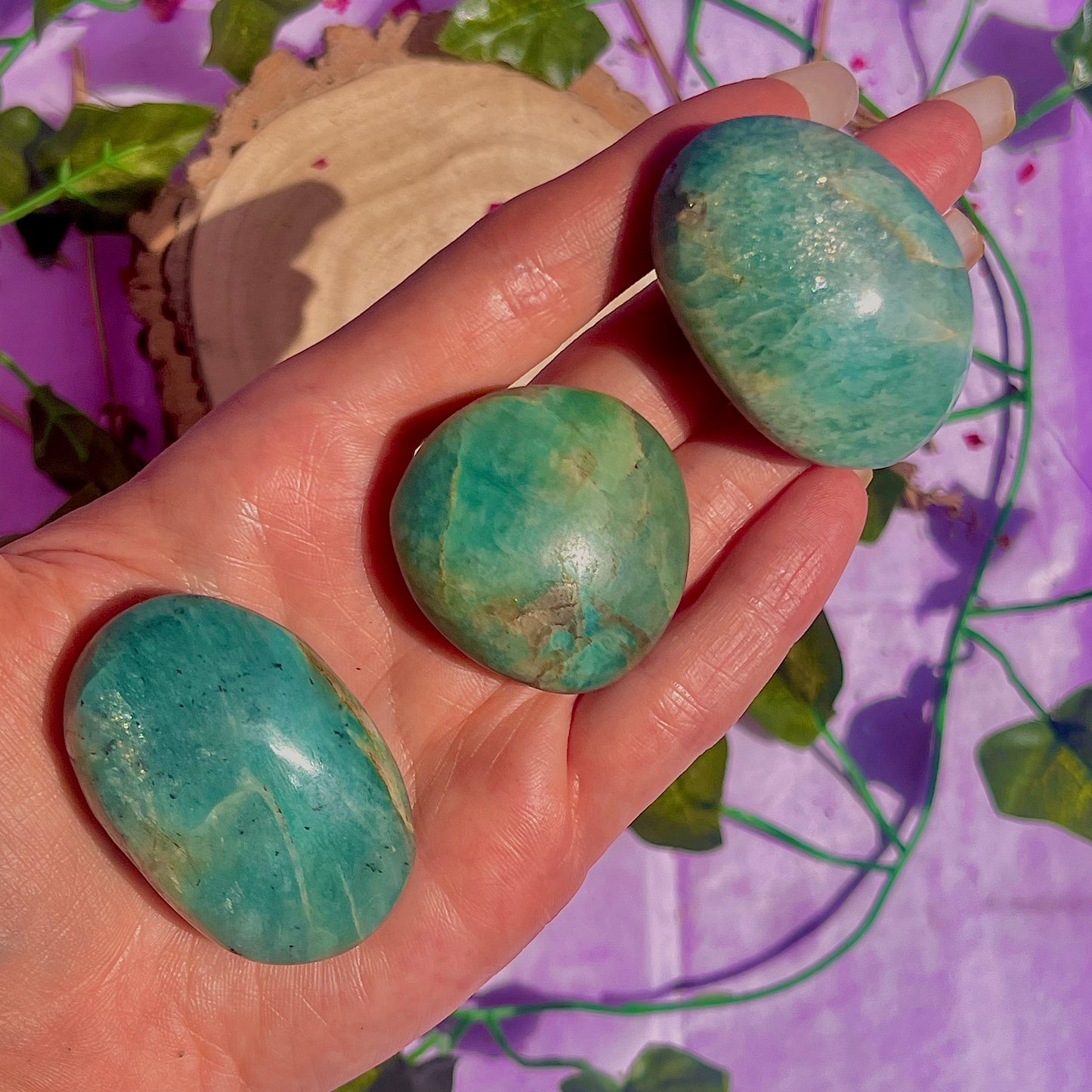 amazonite palm stones ~ intuitively chosen