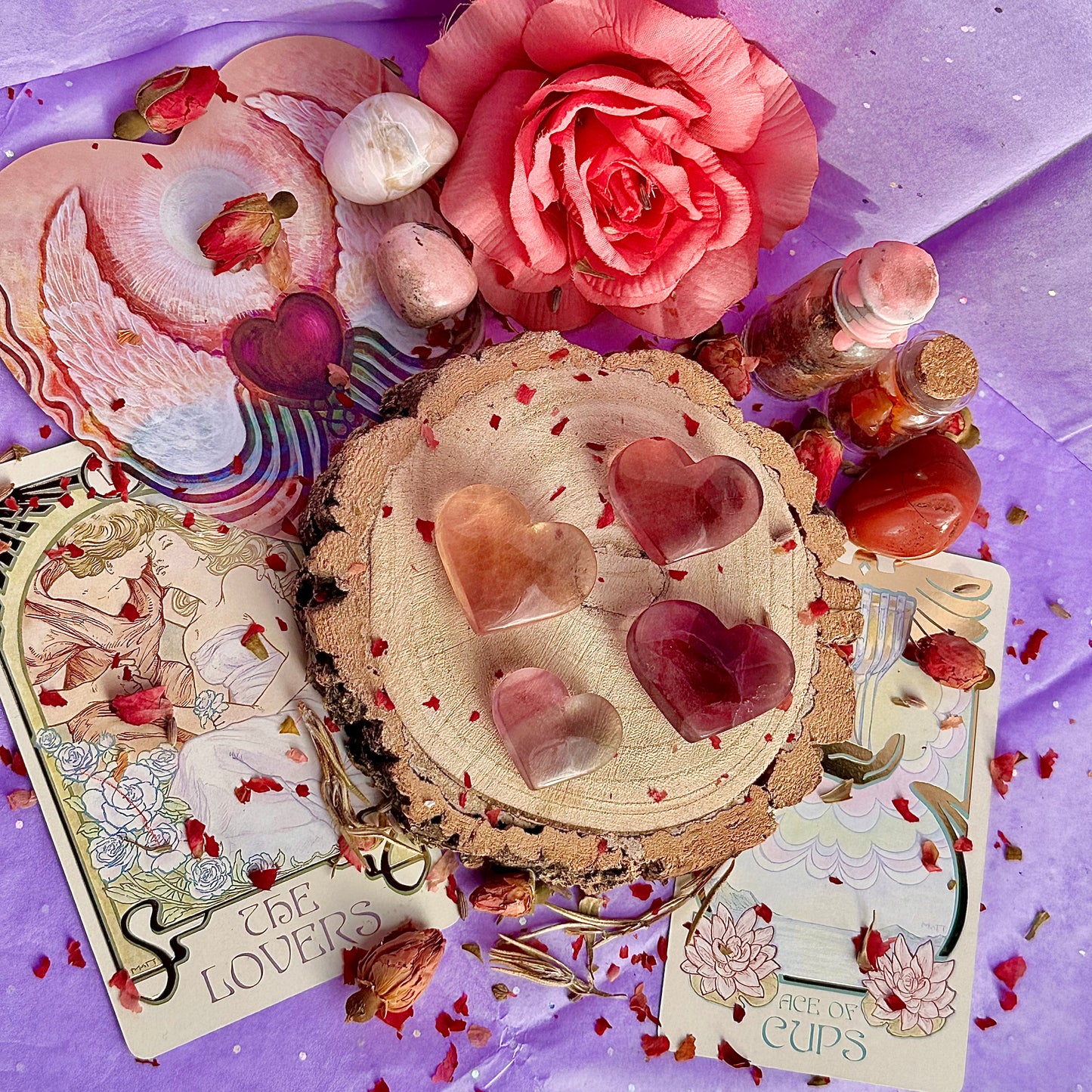 candy rainbow fluorite heart carvings ~ choose your own