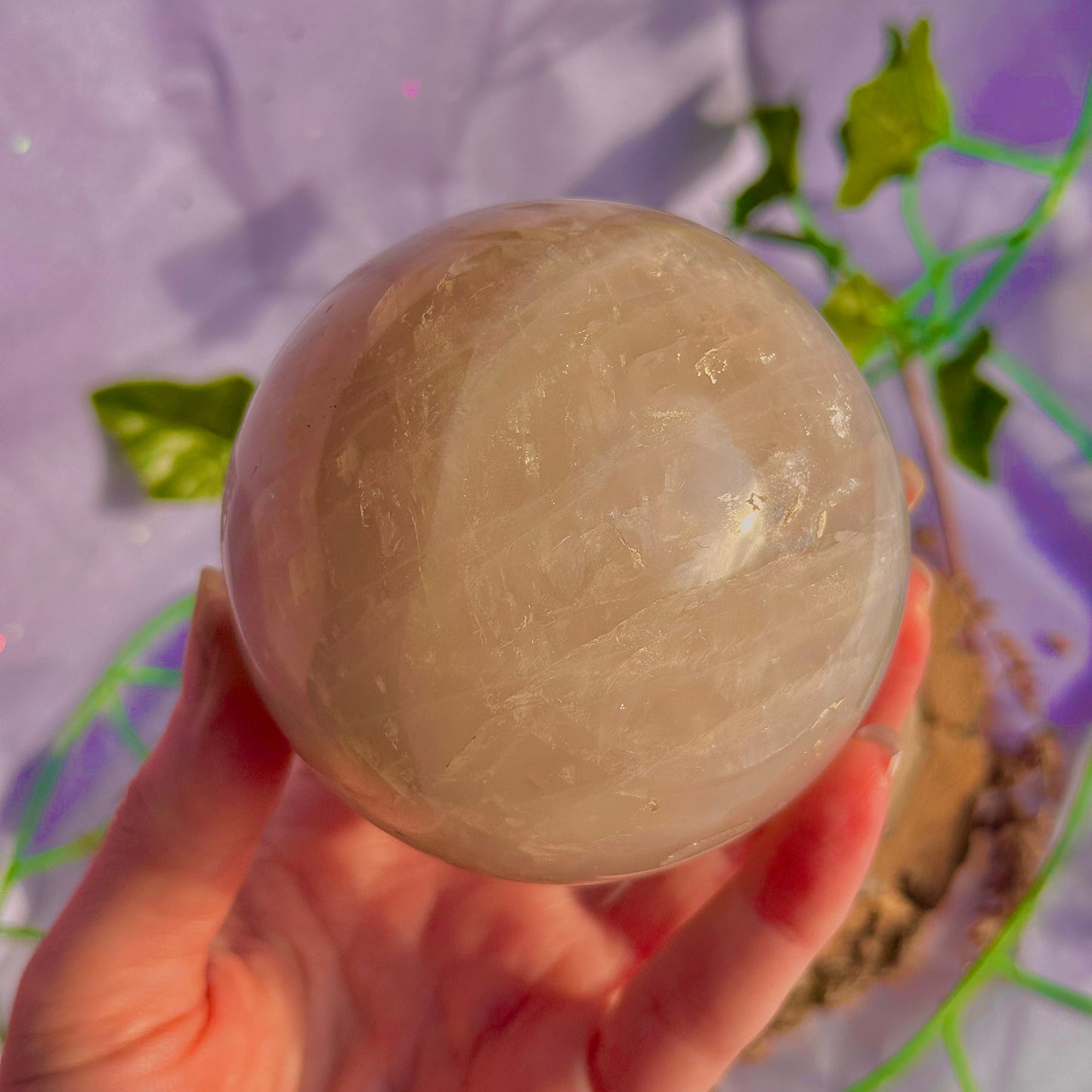sphère de quartz rose bleu ~ 626g