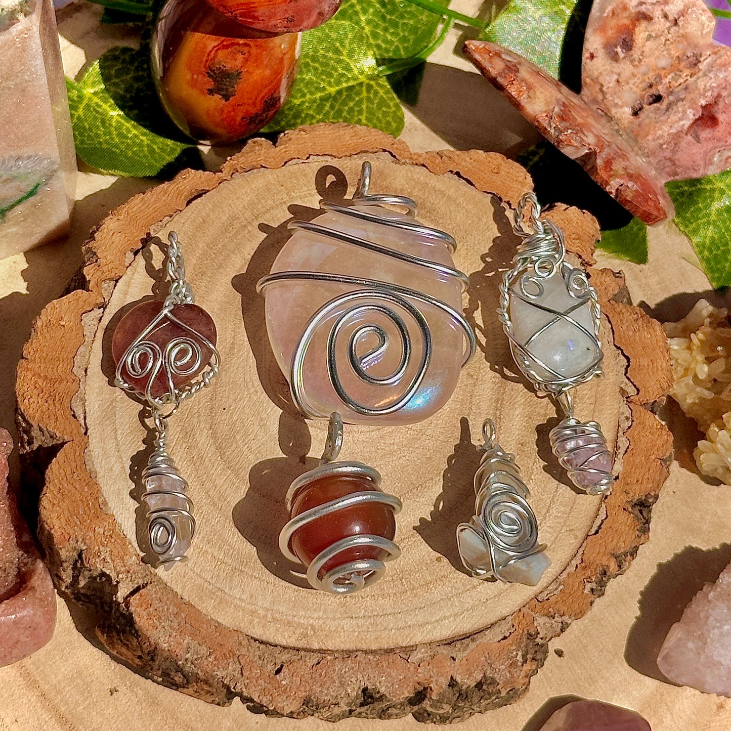fairy spiral wire wrapped pendants ~ aluminium craft wire